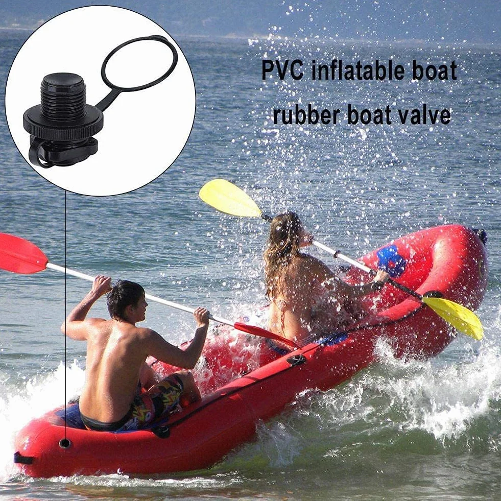 AUTOZOCO Válvula neumática para embarcaciones inflables, Adaptador de válvula 22 mm Negro