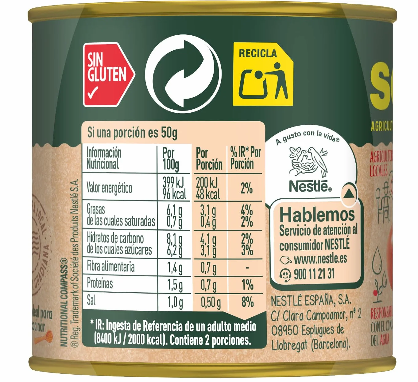 SOLÍS Tomate Frito Estilo Casero Tripack Lata - Sin Gluten - Pack de 3 x 100g