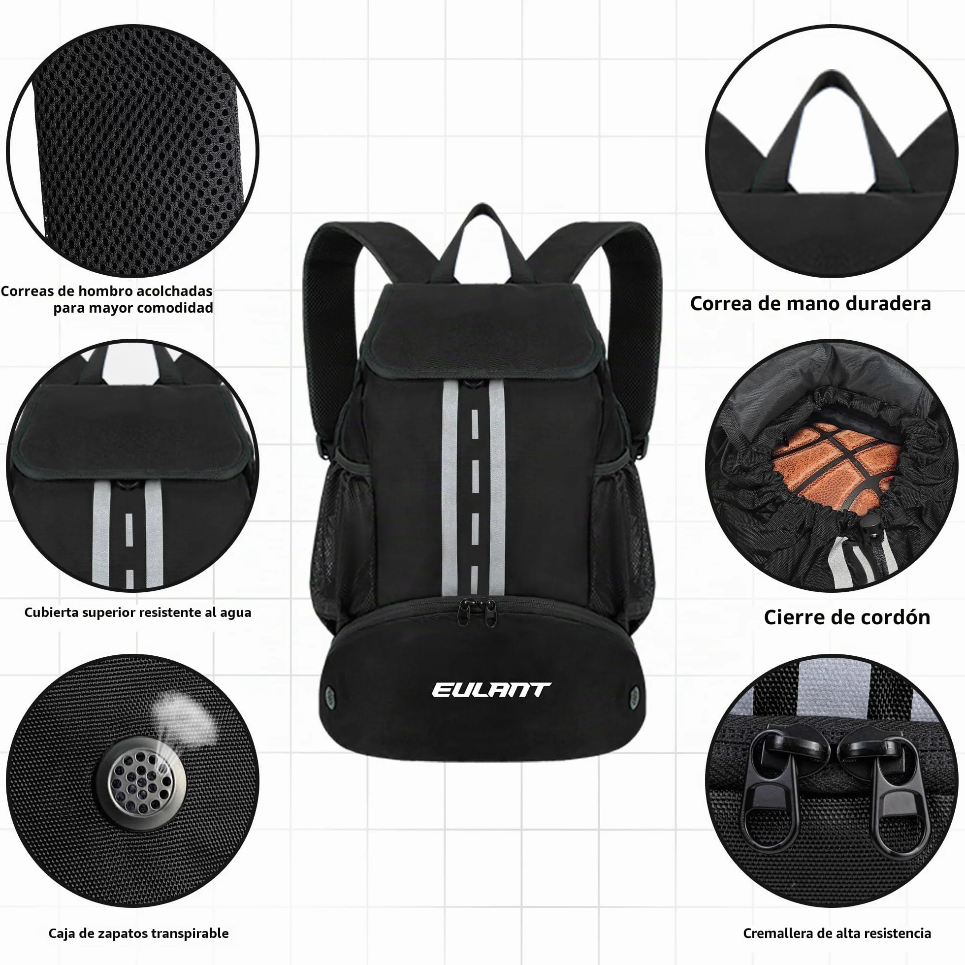 EULANT Mochila Futbol Impermeable con Zapatillero Bolsa Deporte para Balonmano Voleibol Natación