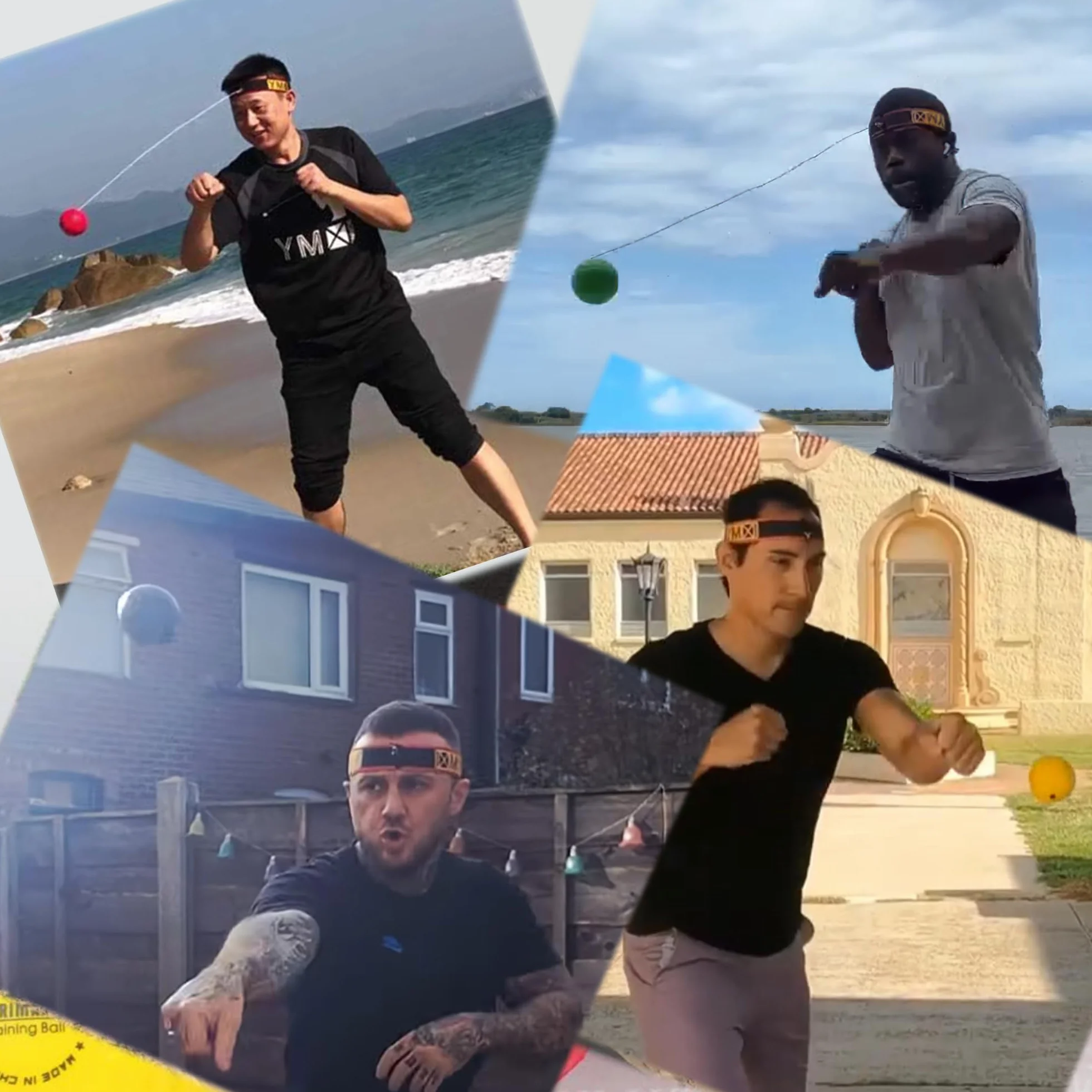 YMX Boxing Juego de Pelotas de Entrenamiento: 4 Pelotas de Reacción + 2 Diademas Ajustables