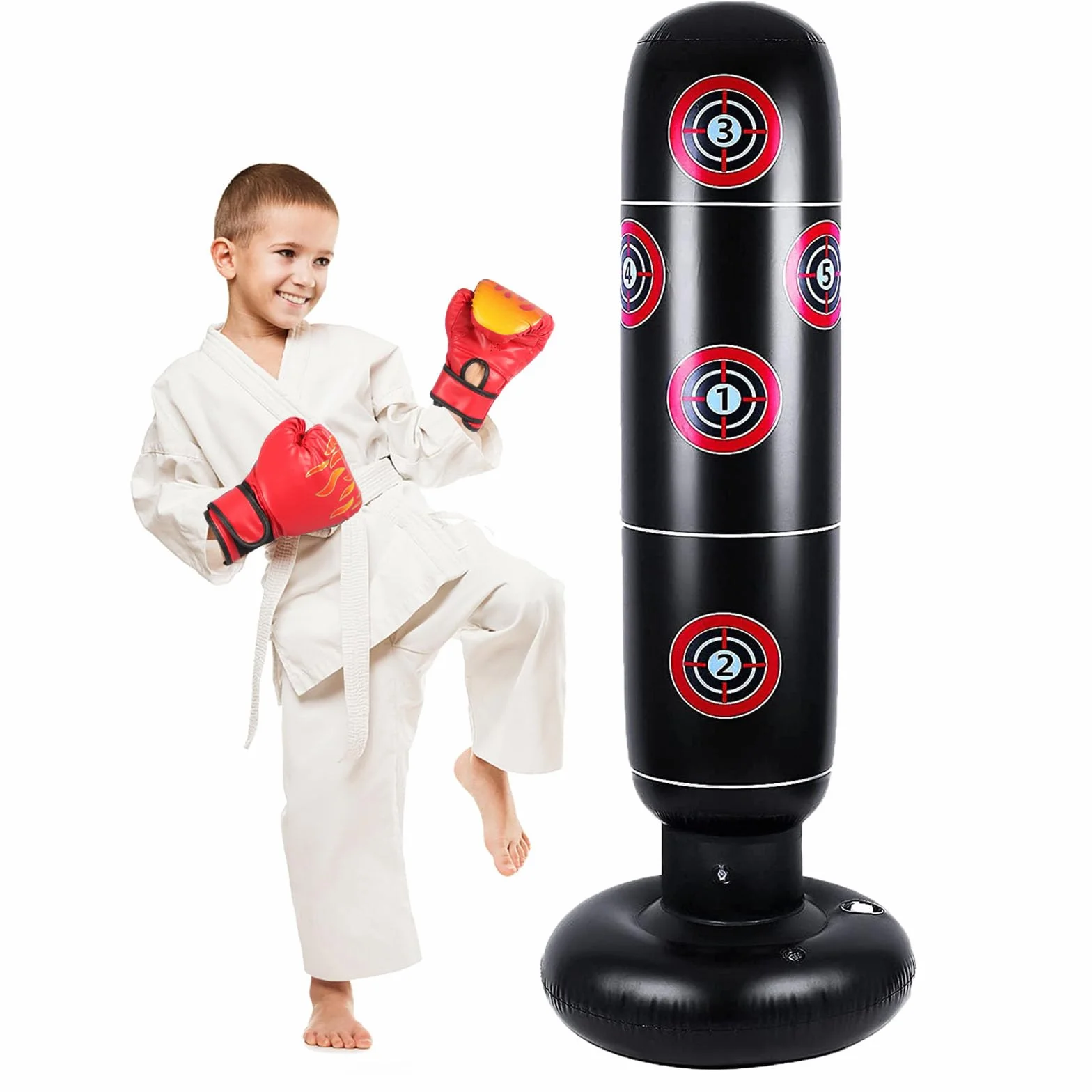 Saco de boxeo infantil de pie 168 cm PVC para entrenamiento niños 3-12 años