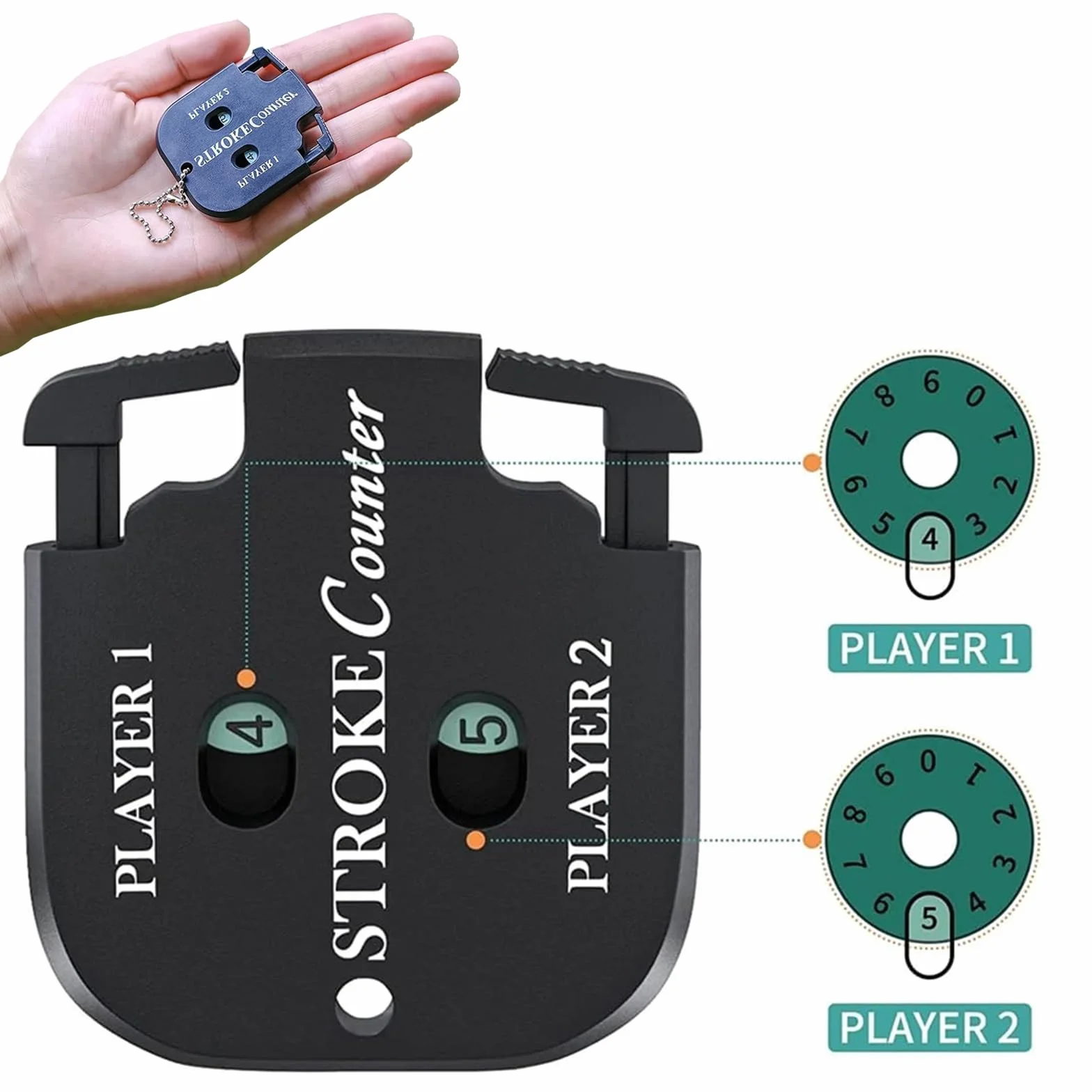 Contador De Puntaje De Golf 4 Piezas con Llavero para Golf