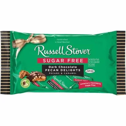 Russell Stover Sugar Free Dark Chocolate Pecan Delights 10 Oz