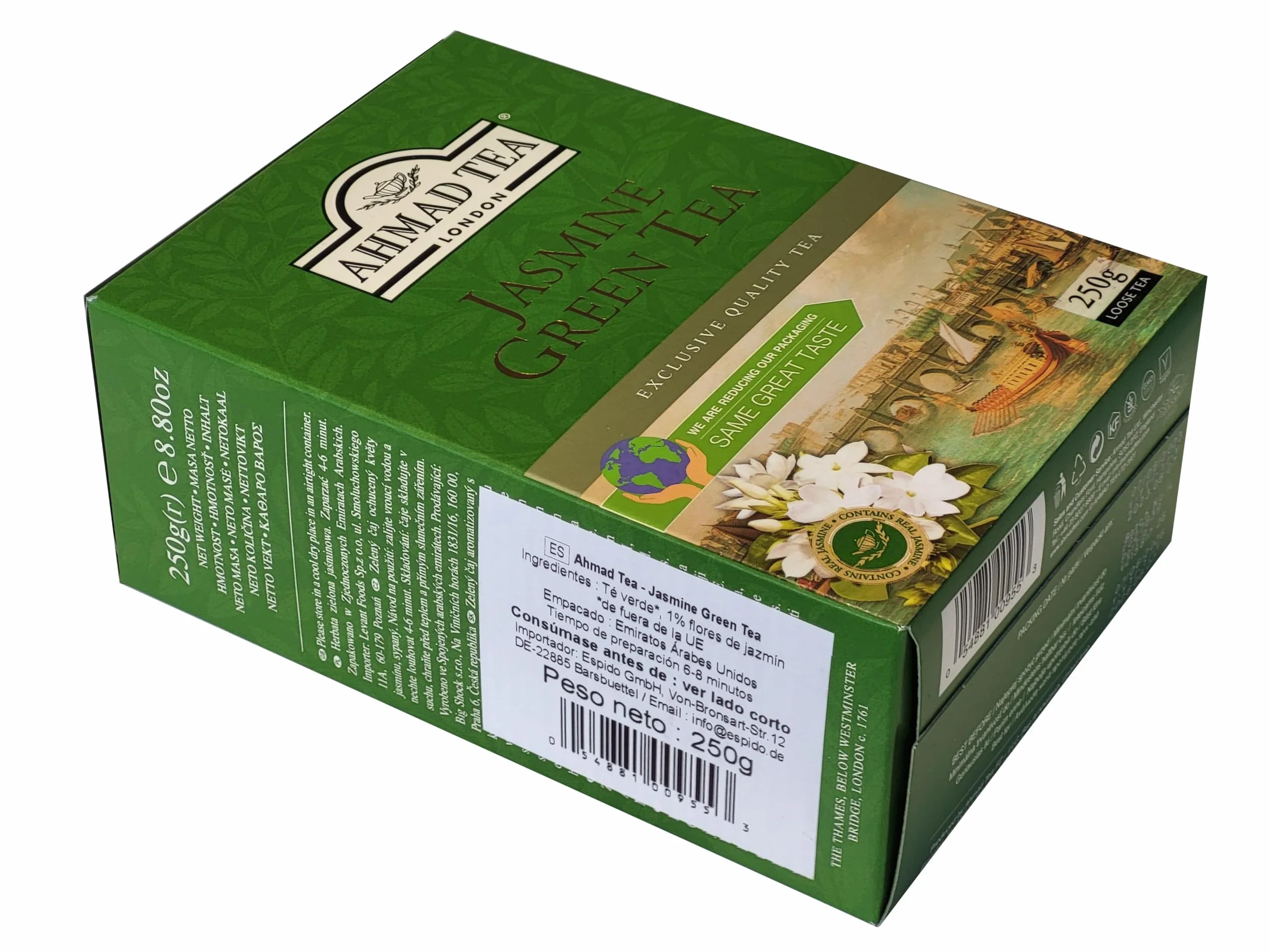 Ahmad Tea – Jasmine Green Tea - Té verde con flores de jazmín - 250 g de té suelto