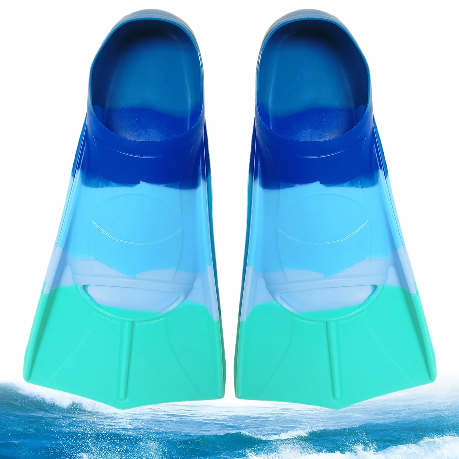 Aletas de natación para niños 100% silicona cortas entrenamiento XS azul