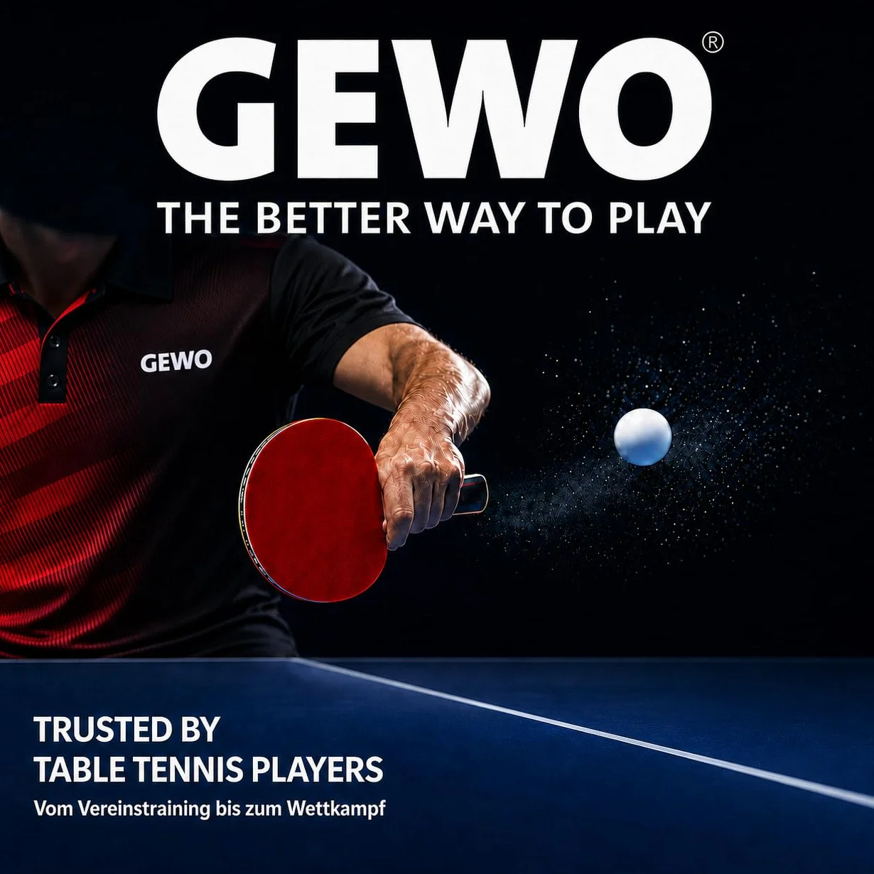 GEWO Mini Raqueta de Ping Pong con Mango Reducido 15,5 x 9,5 cm
