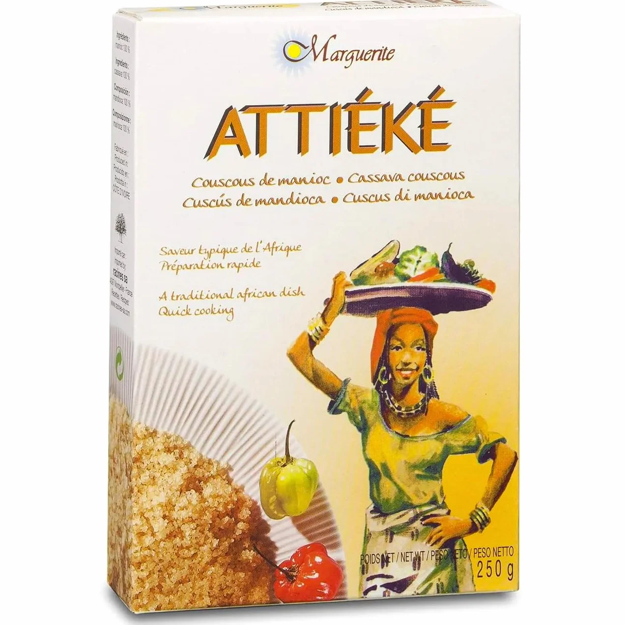 Attiéké MARGUERITE - cuscús de mandioca - 3 X 500 g ( Juego de 3 )