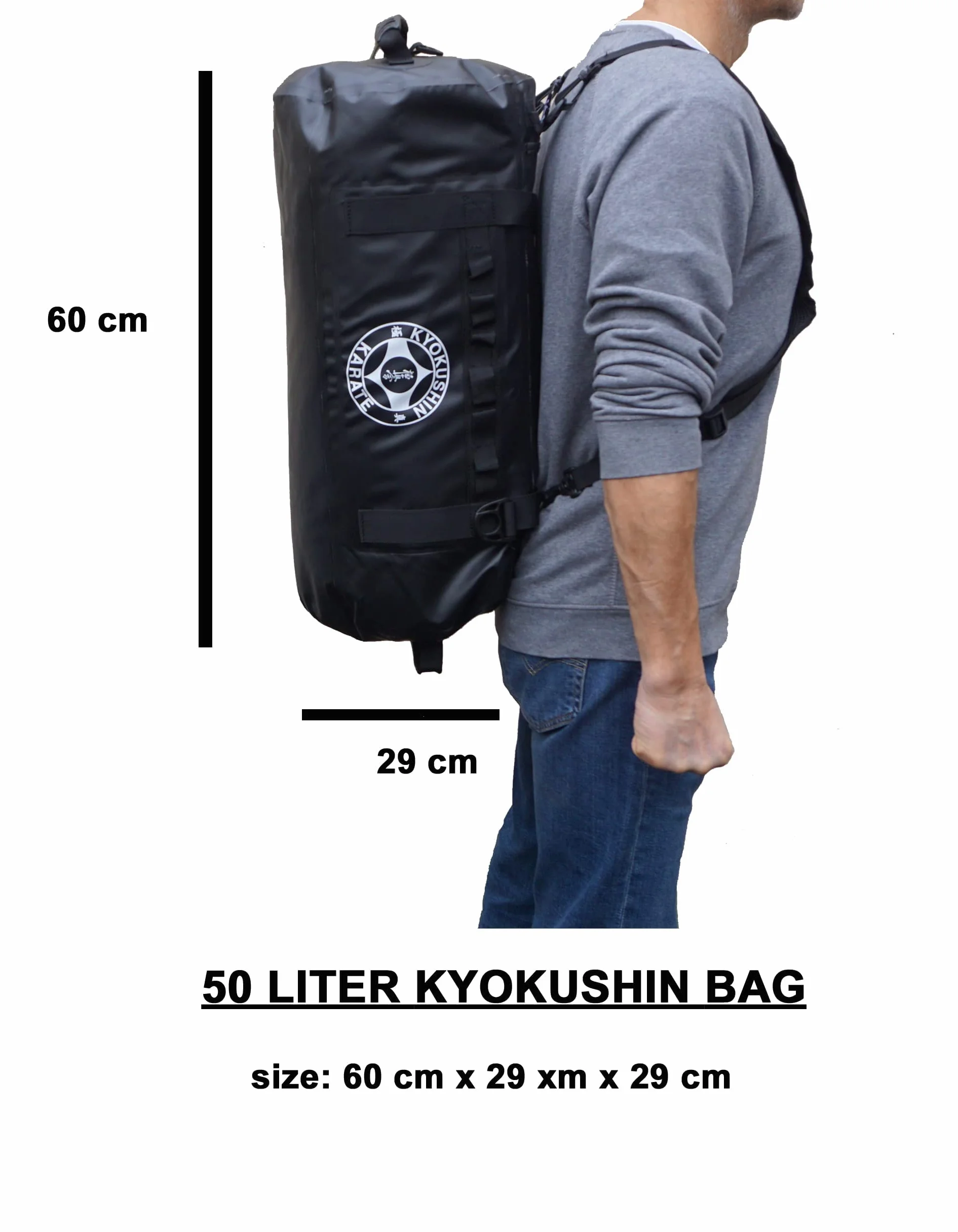 Kyokushin Kyokushinkai Bolsa de deporte 50 litros Negro 60 cm x 29 cm x 29 cm