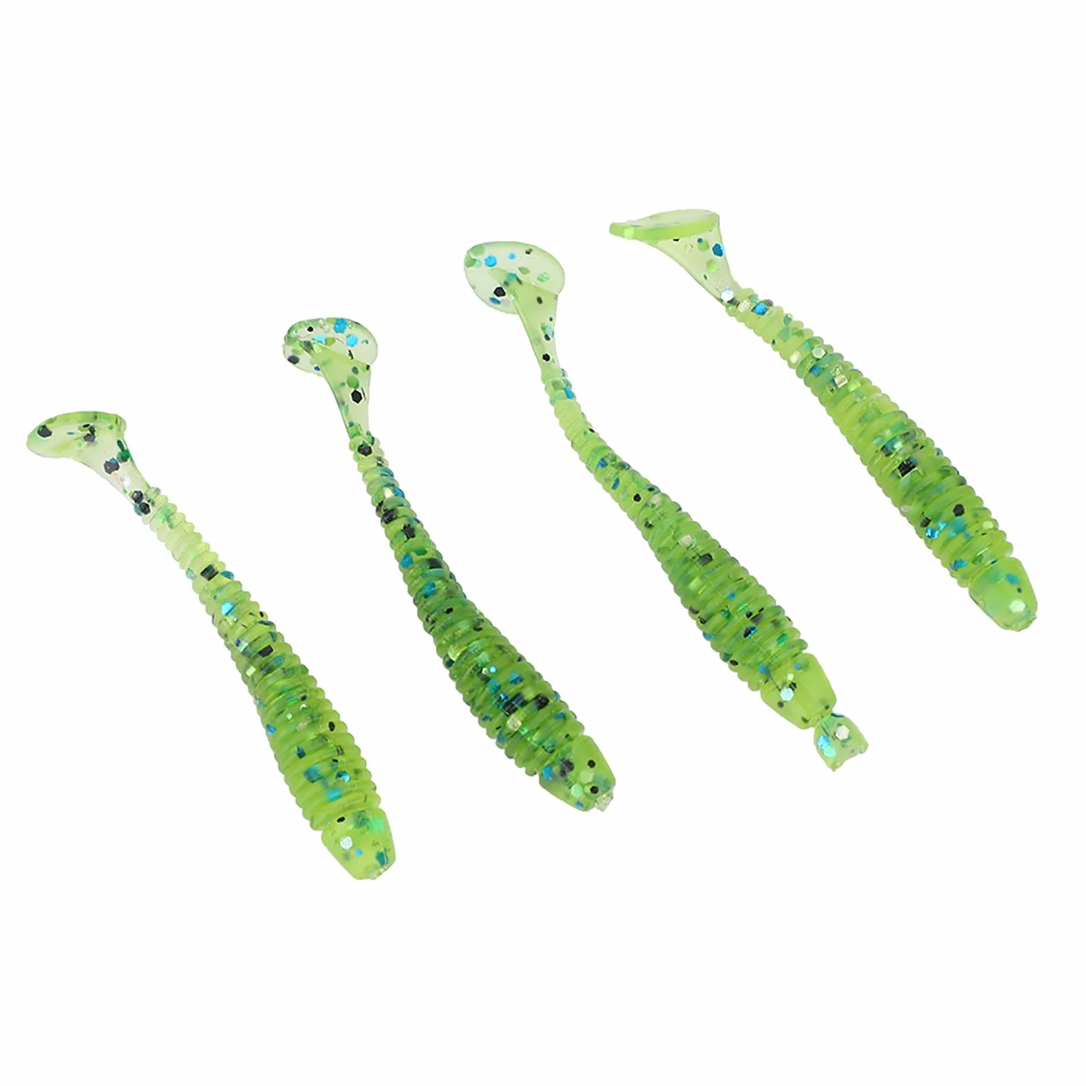 Señuelos de Pesca de Plástico Blando 5cm 50PCS Cebos de Larva de Cola en T Accesorios para Aparejos
