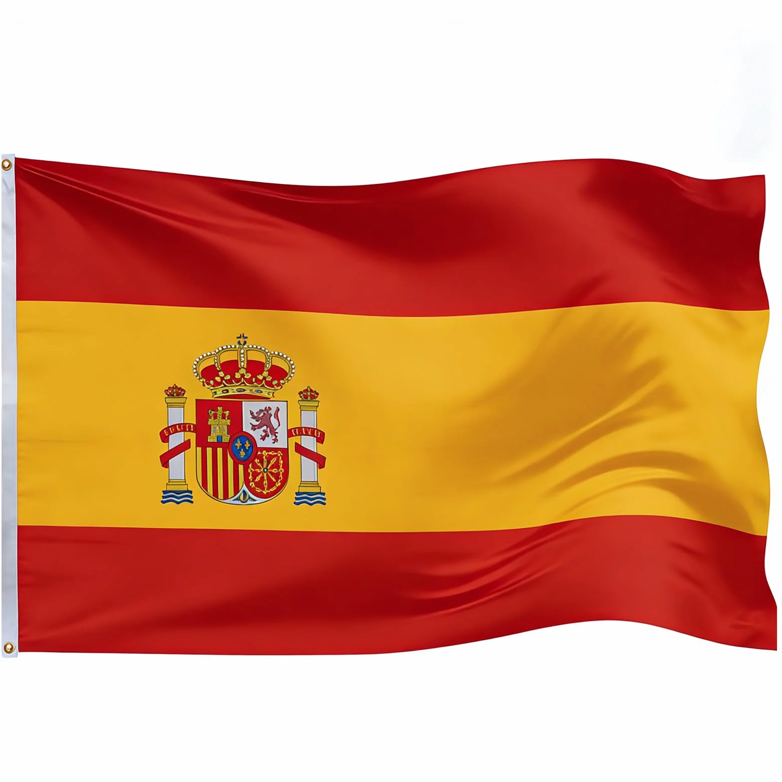Bandera de España Escudo Exterior Resistente Intemperie 90x150 cm 2 Ojales Latón Costuras Dobles Mundial 2026