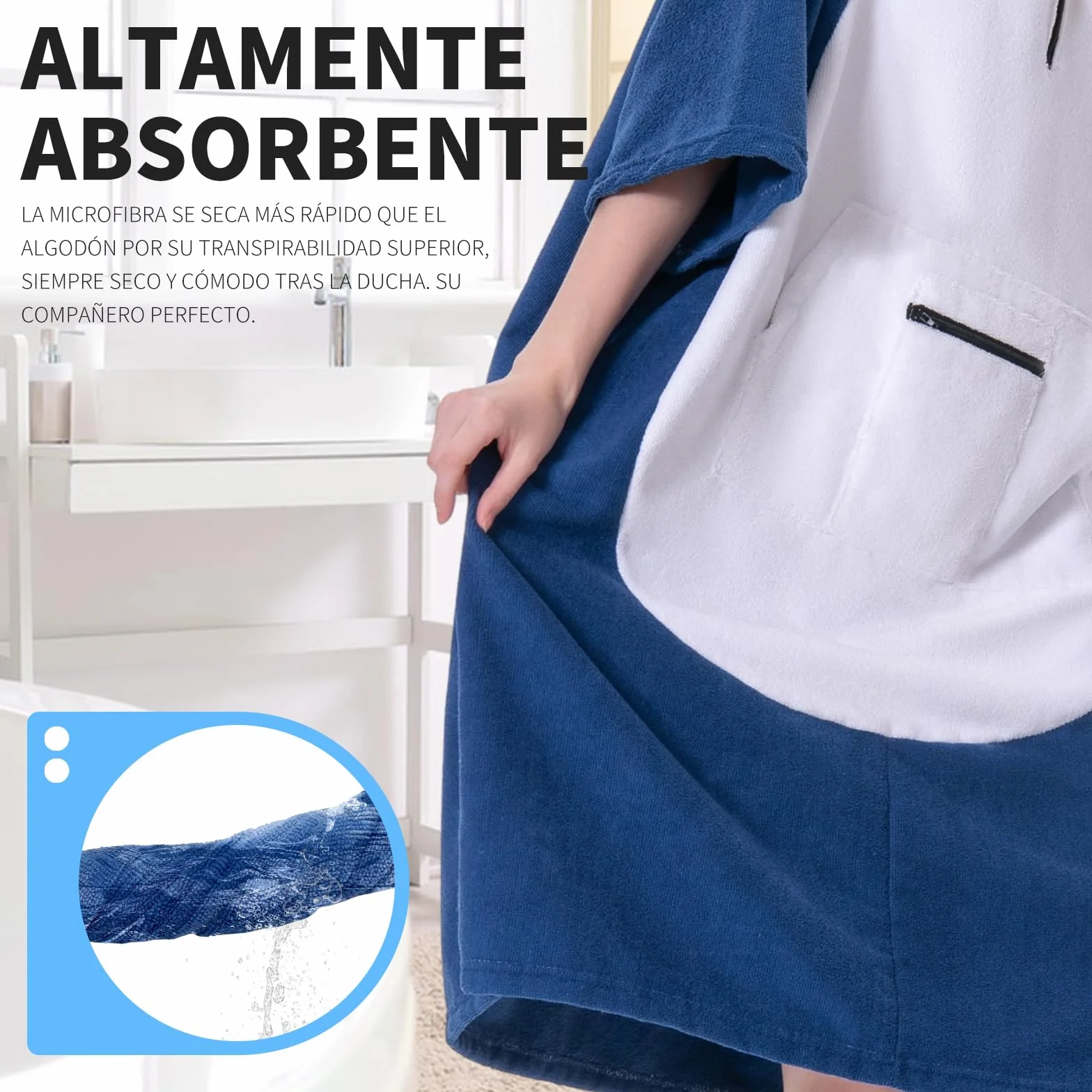 OLAOLA Poncho de Surf Adultos Toalla Microfibra Capucha Bolsillo Secado Rápido Playa Natación