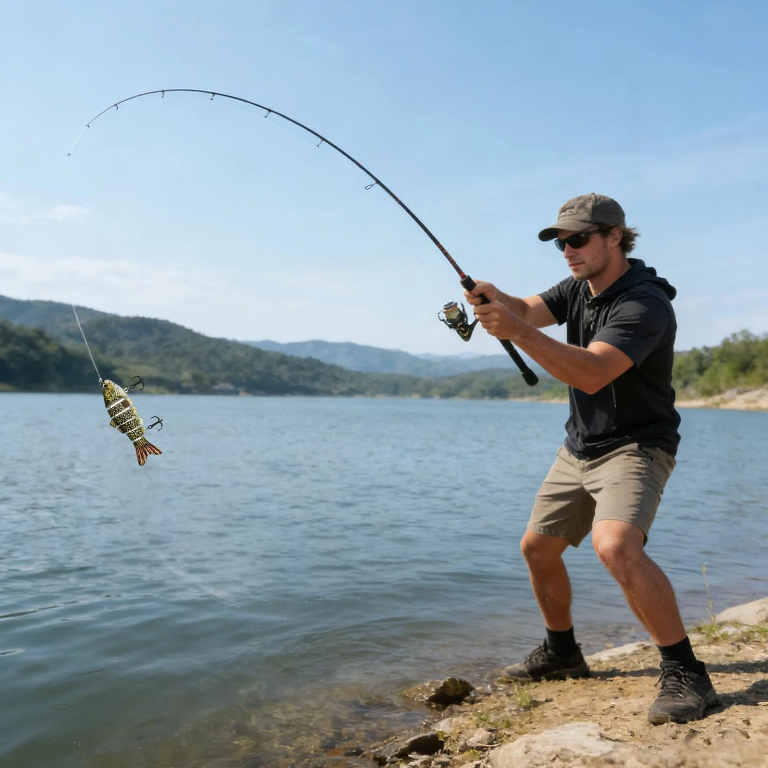 Señuelos Rígidos de 6 Segmentos para Black Bass, Trucha y Bagre, Trolling en Agua Dulce