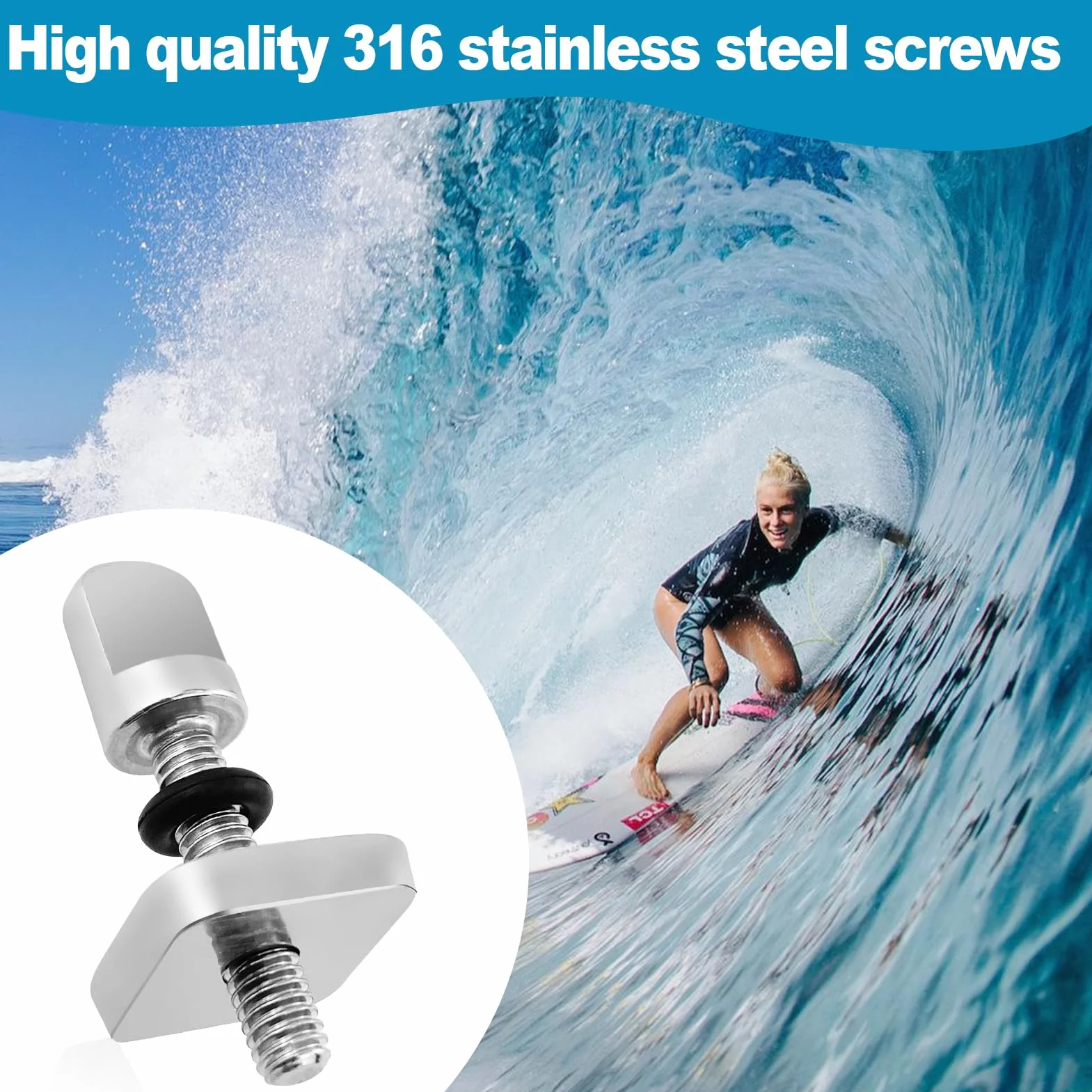 Tornillo para Tabla de Surf Acero Inoxidable Kit de Repuesto 5 Piezas