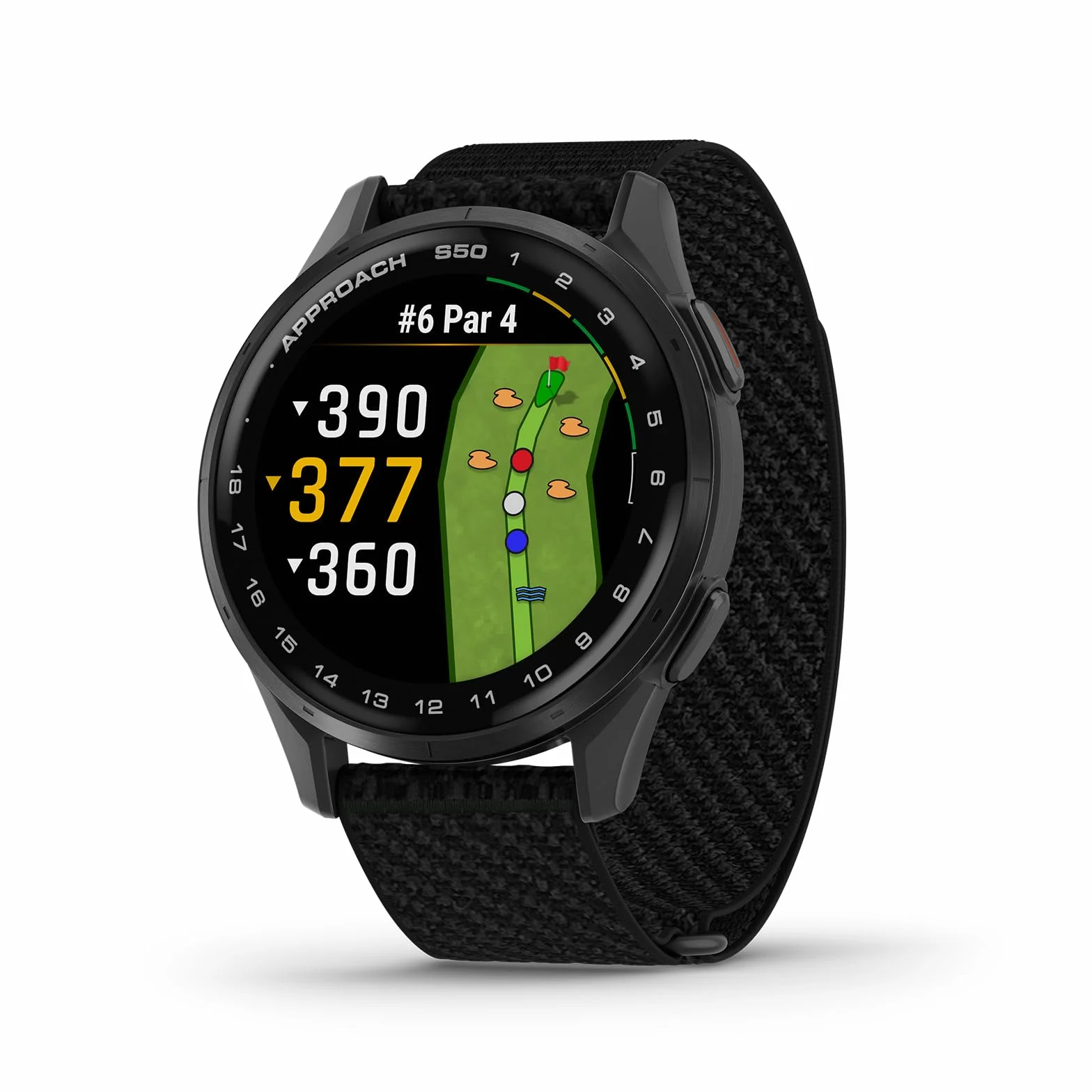 Garmin Approach S50 Reloj Inteligente GPS Golf Pantalla AMOLED Bisel Aluminio Correa Nailon