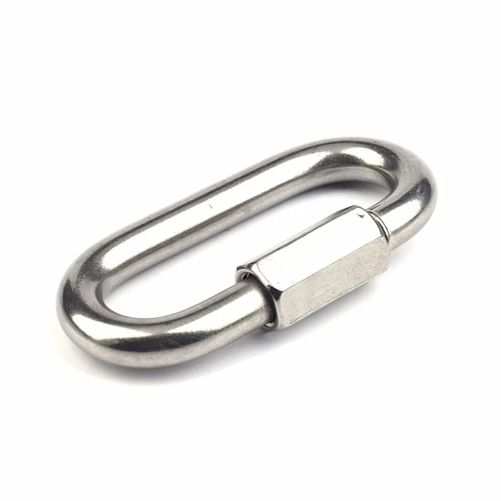 Mosquetón de Acero Inoxidable 304 con Rosca M5/0.2" Maillon Rapide Cadena Rápida para Camping