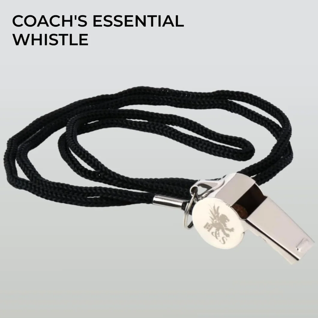 Silbatos de árbitro H&S de acero inoxidable con cordón para fútbol