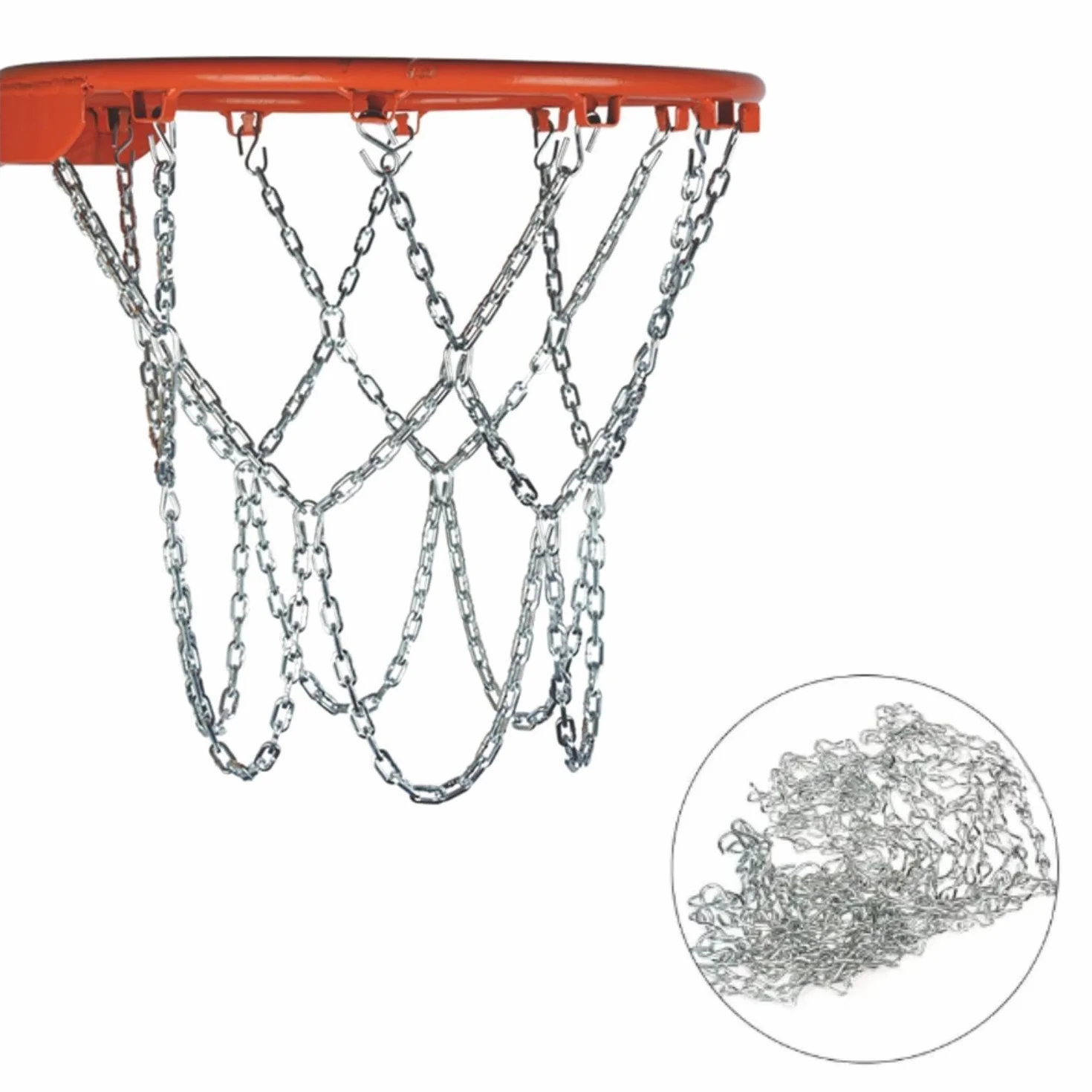 Aoser Red de baloncesto resistente con cadena Plata metalizada