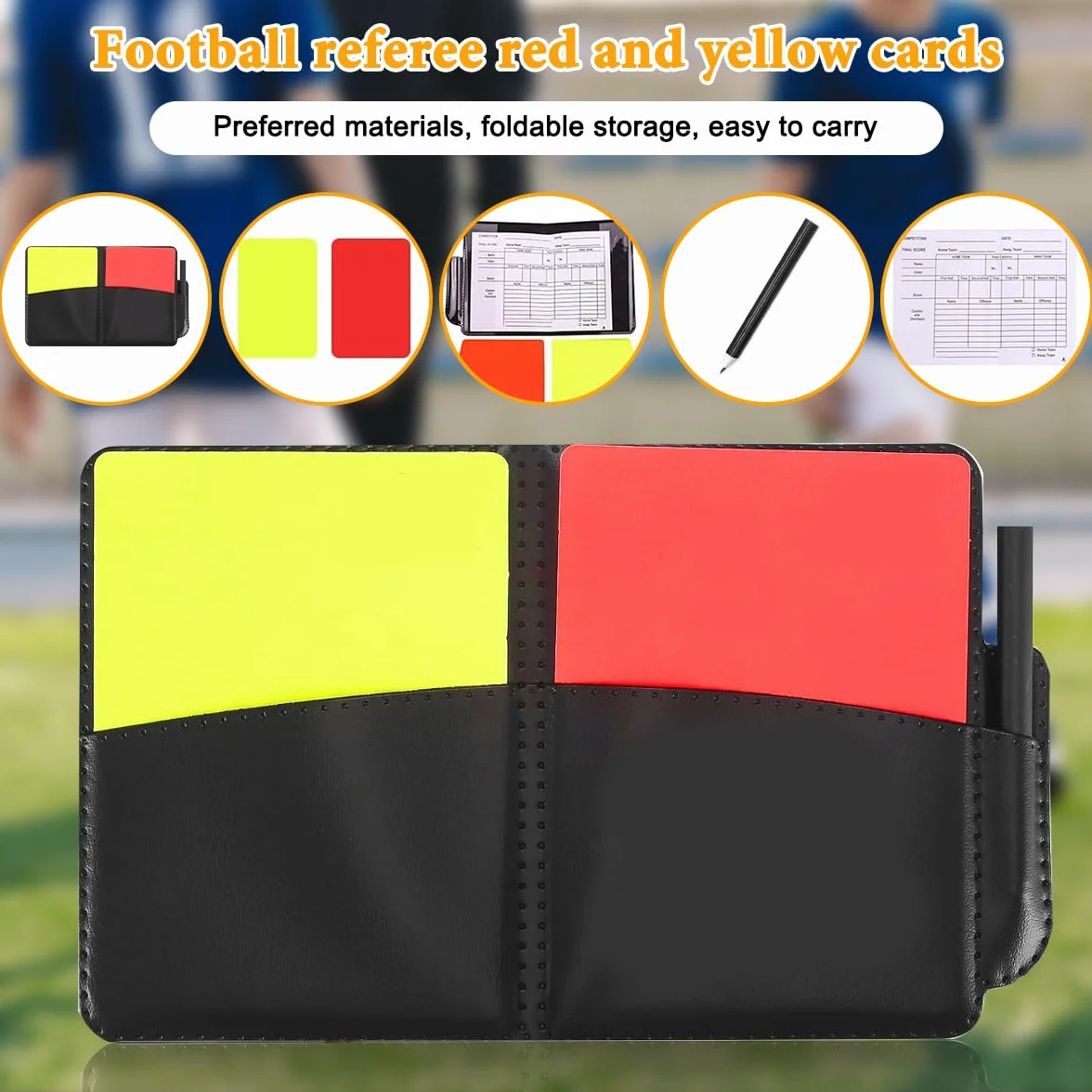 Kit de Tarjetas de Árbitro de Deportes, Rojas y Amarillas, Silbato, Banderas para Fútbol Escolar