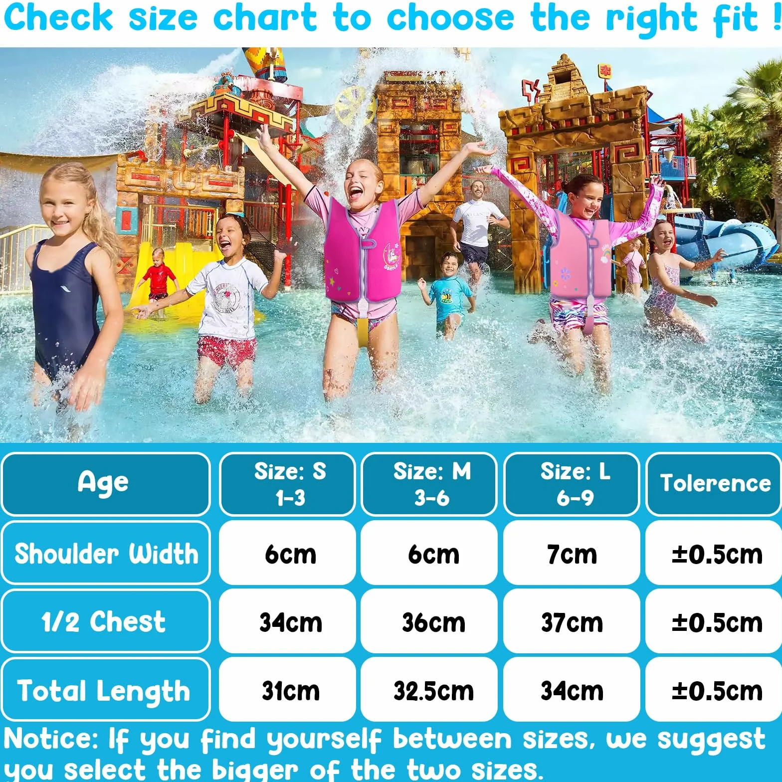Chaleco de natación OSHYLE para niños pequeños con correa de seguridad