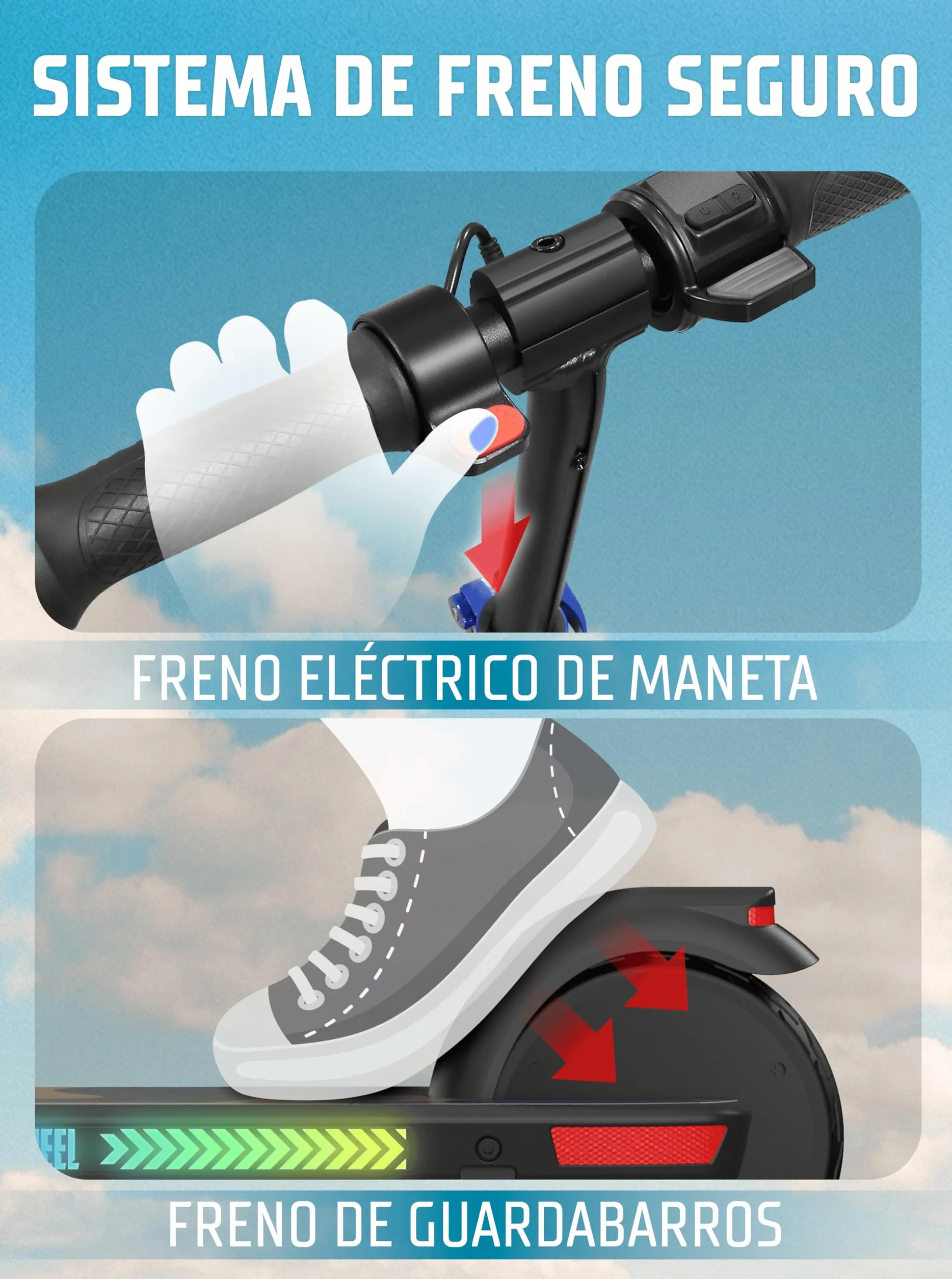 Patinete Eléctrico para Niños ZWHEEL ZTOY SUPERKID - Altura Ajustable 150W 19km/h 10km Autonomía Luces RGB Doble Freno Ruedas Antipinchazo