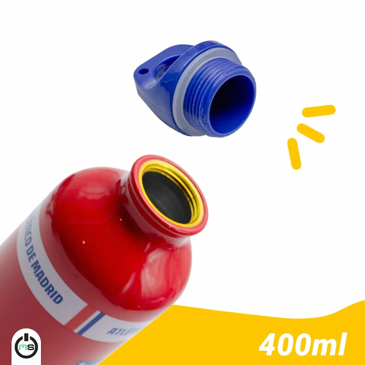 Botella de Aluminio Atlético de Madrid 400ml Cantimplora Reutilizable con Tapón Seguro Oficial