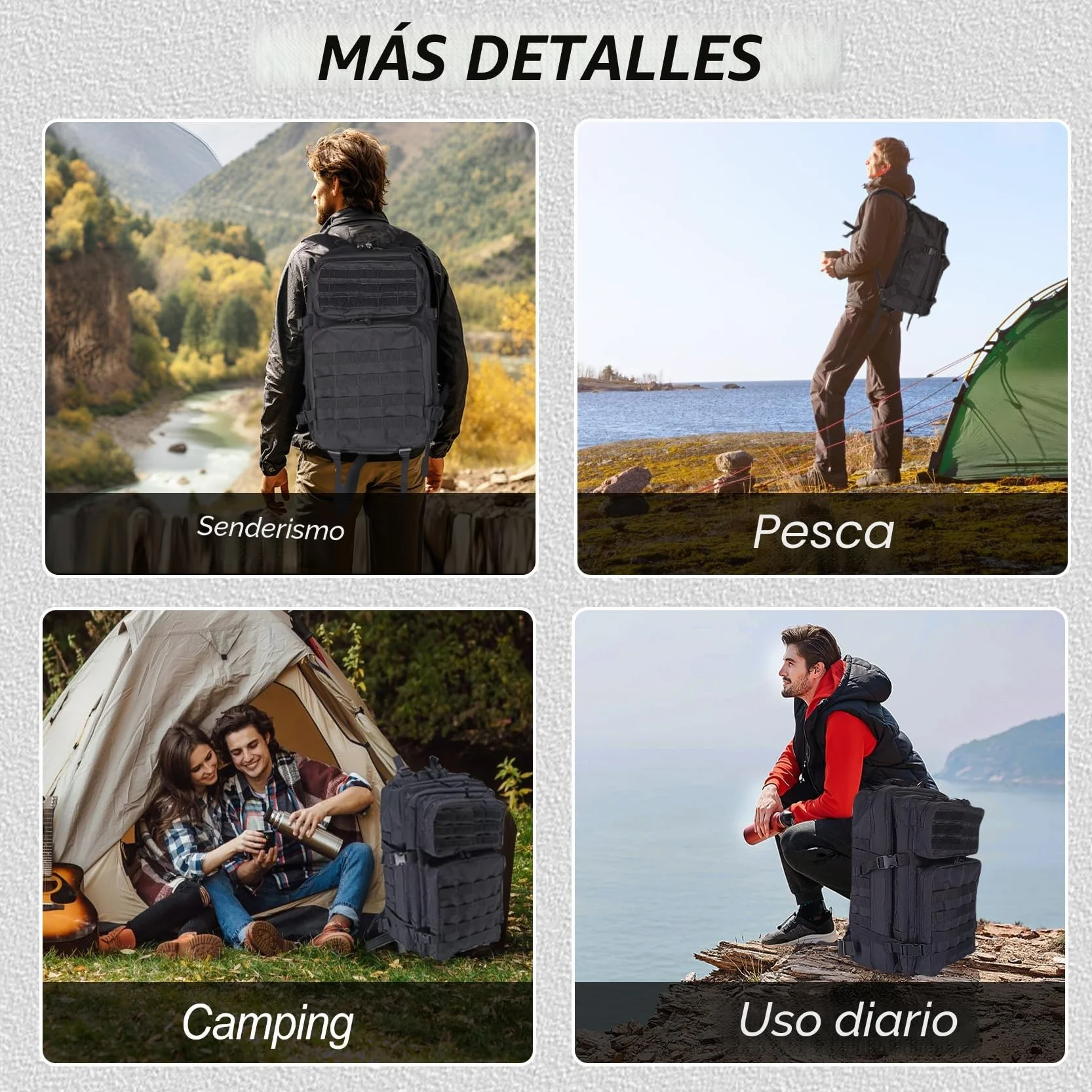 Mochila Militar Impermeable 45 Litros Tactica Gran Capacidad para Viaje Pesca Caza Camping