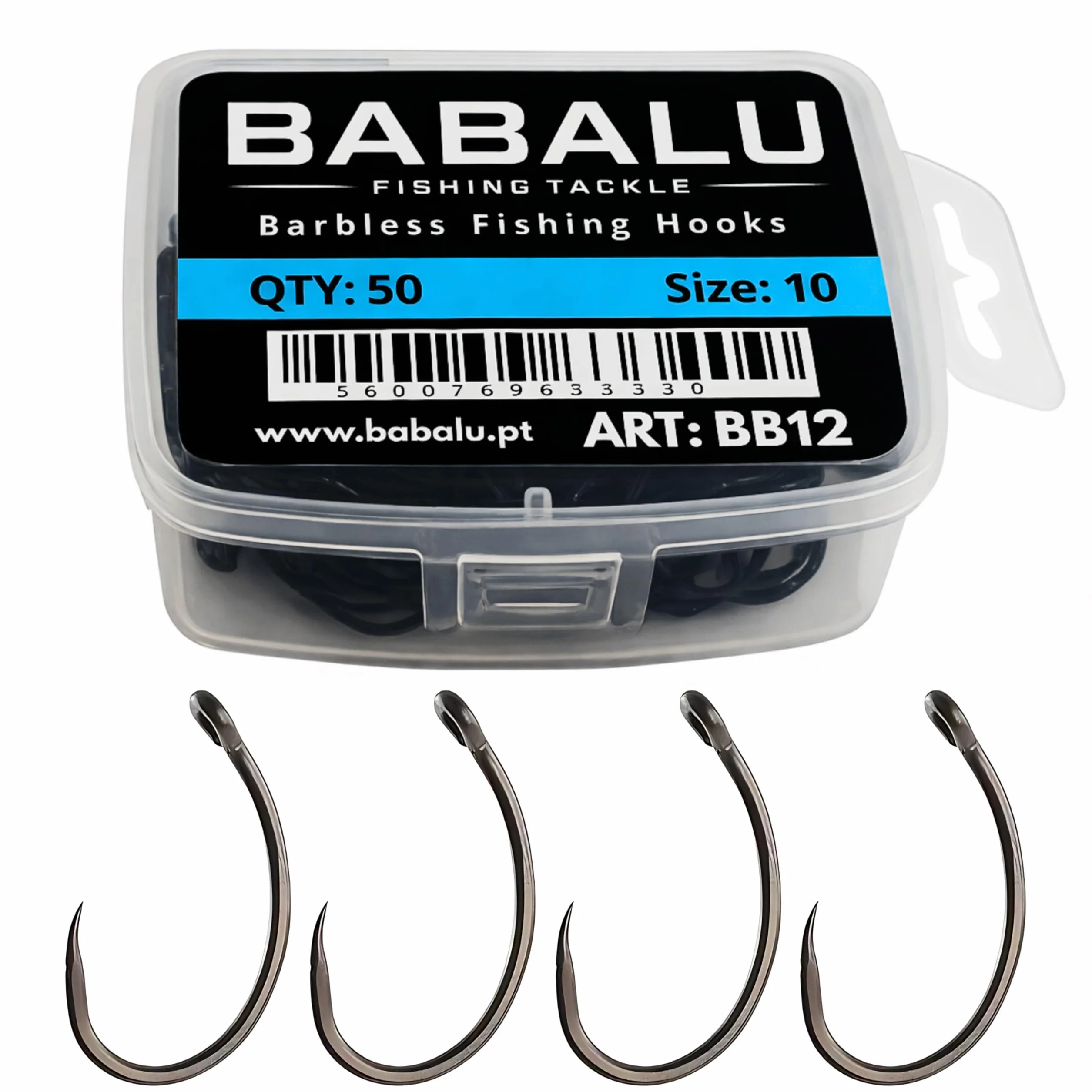 Anzuelos de Pesca BB12 50 Unidades Acero de Alto Carbono Sin Rebarba