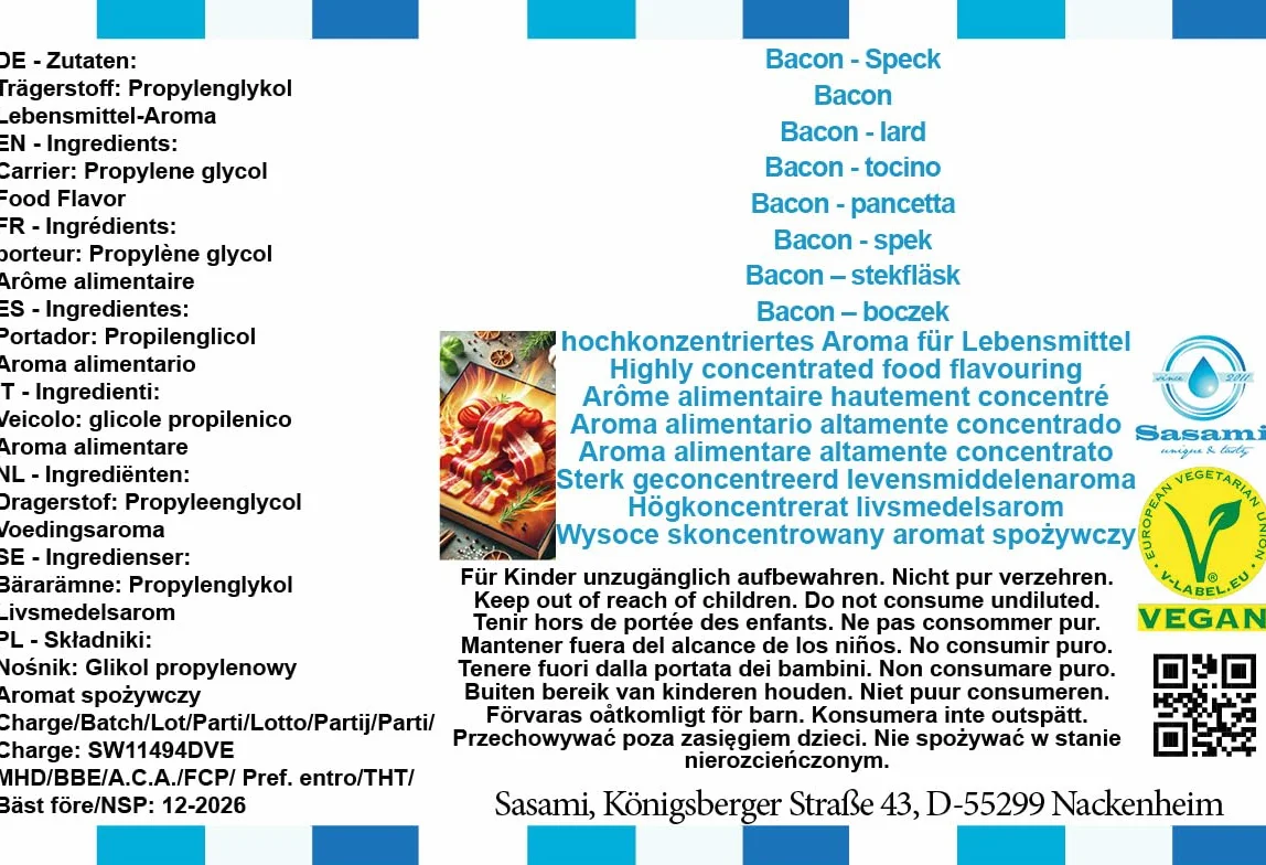 Bacon - tocino aroma concentrado - Vegano - Sasami - 10ml