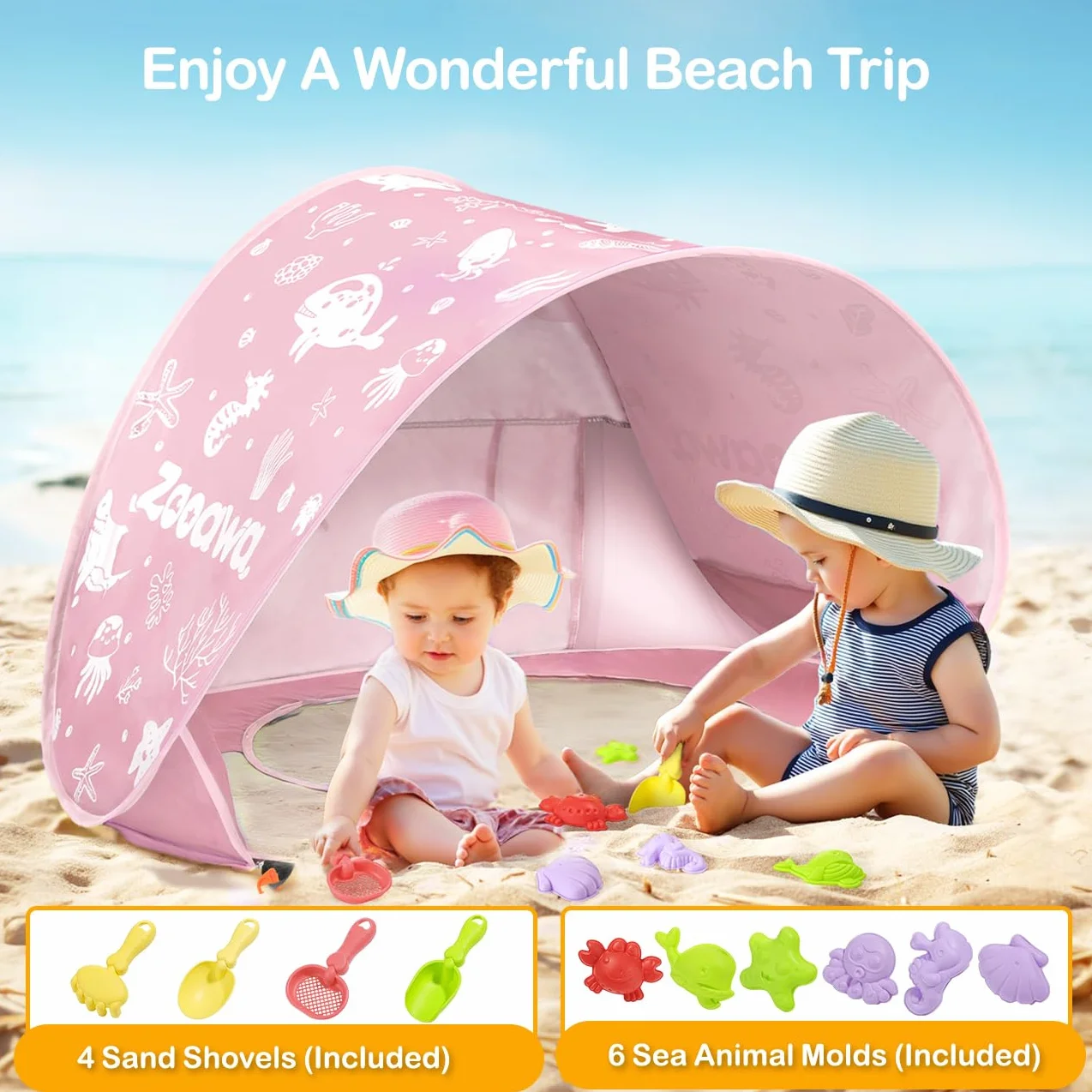 Tienda Playa Bebe Pop up con Piscina Plegable Portátil Protección Solar