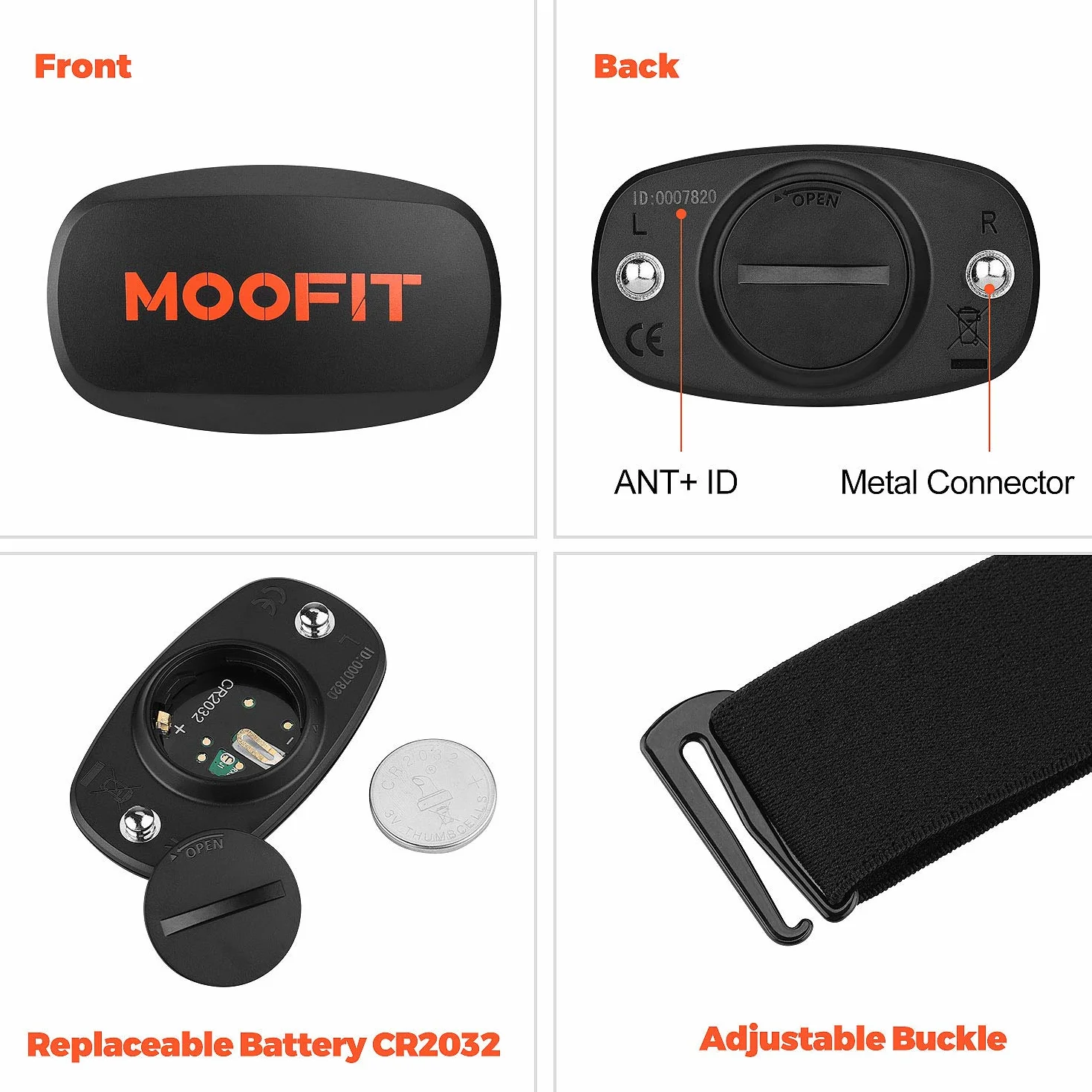 Moofit HR6 Pulsometro Banda Pectoral IP67 Bluetooth ANT+ Sensor FC