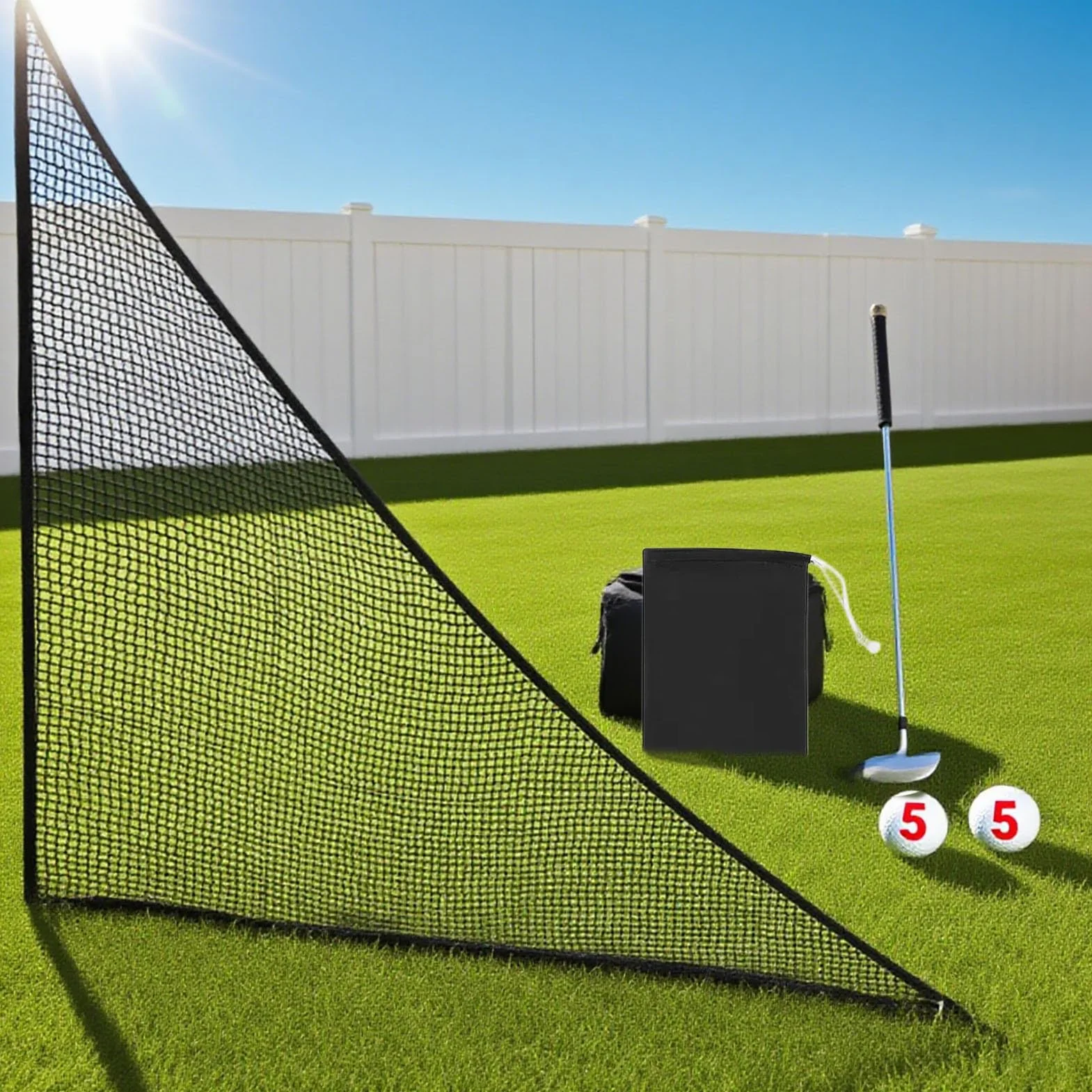 Red de Entrenamiento de Golf 2.1x2.1m con Sacoterreno Malla Deportiva para Interiores y Exteriores