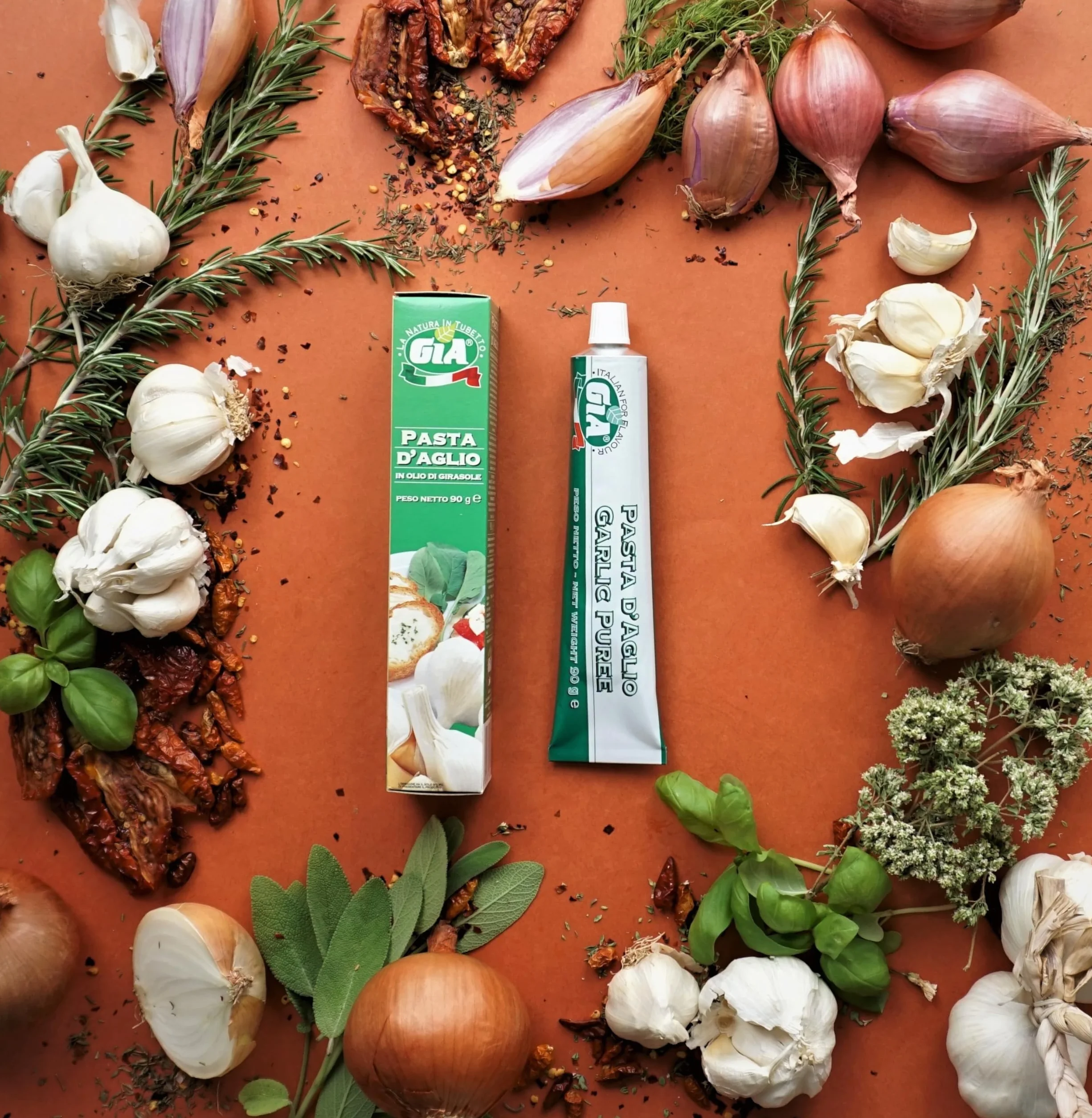 GIA - Tubo Pasta de Ajo Concentrado, Producto Italiano, Crema al Gusto, Listo para usar, 90gr