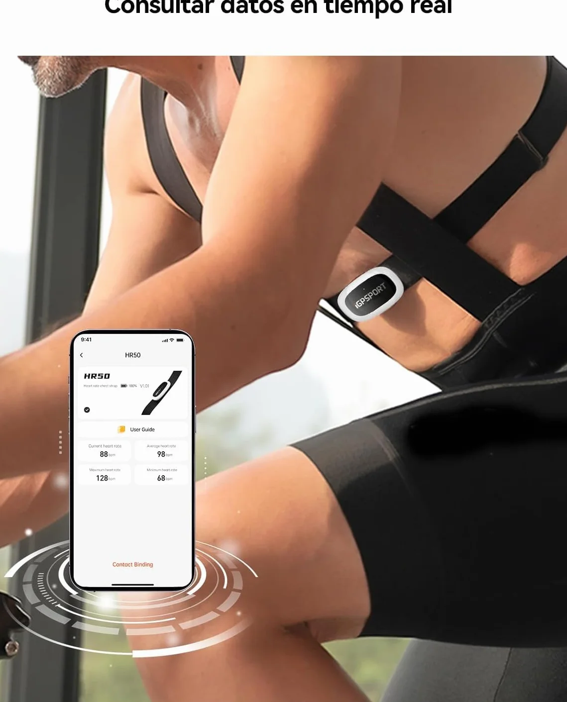 iGPSPORT HR40 Monitor de Ritmo Cardíaco Bluetooth Ant+ Correa de Pecho para Correr Ciclismo Gimnasio