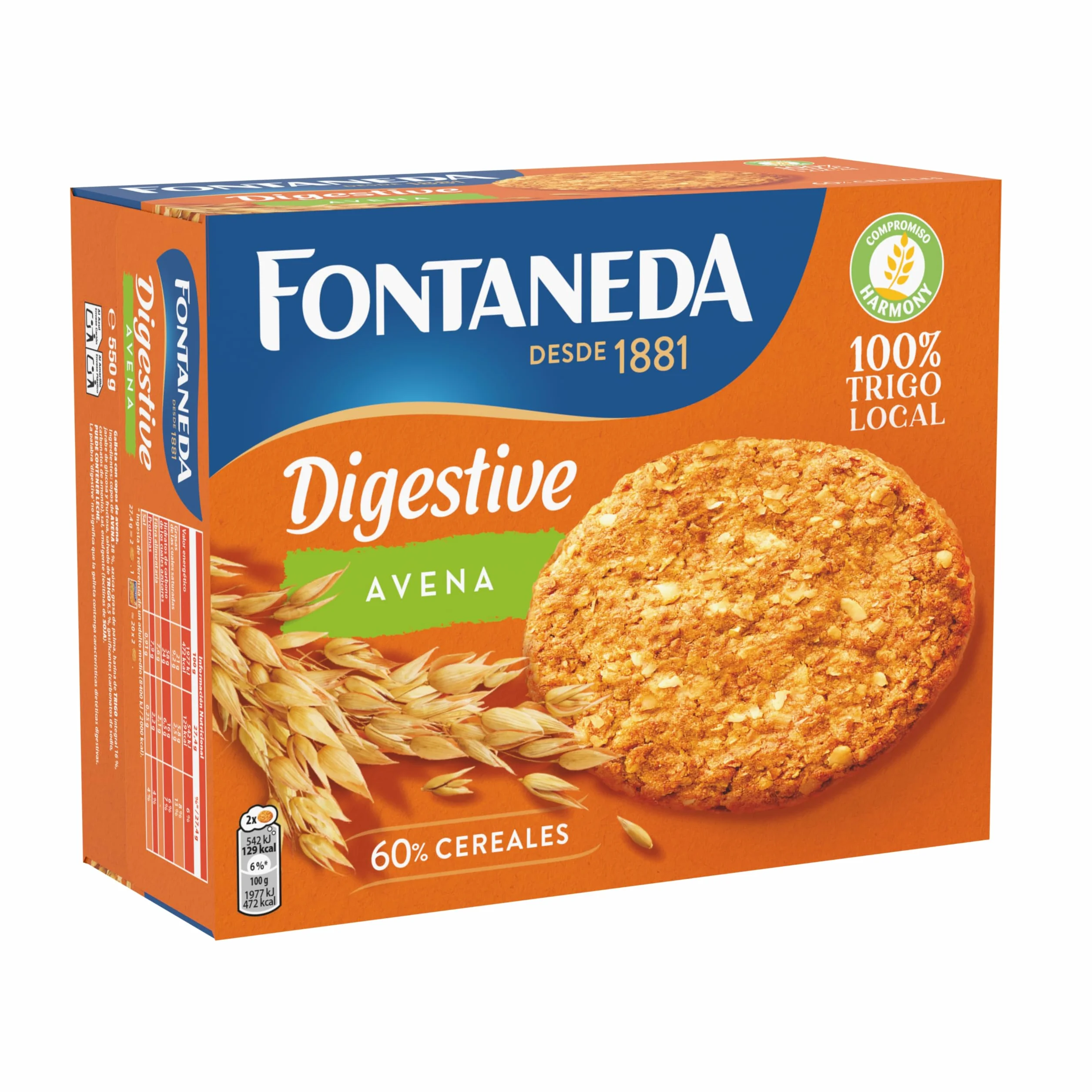 Fontaneda Galletas Digestive con Avena, Rico en Fibra, 550 g