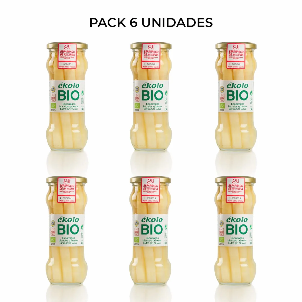 Ekolo Espárragos Blancos Gruesos Bio, 6 Tarros, 340G 2040g