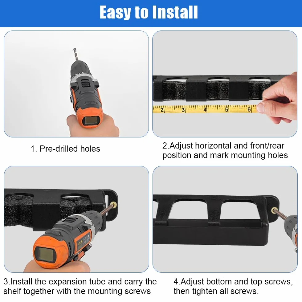Soportes para caña de pescar vertical y horizontal – Estantería de pared para 6 polos, estante de almacenamiento Rod Rack negro