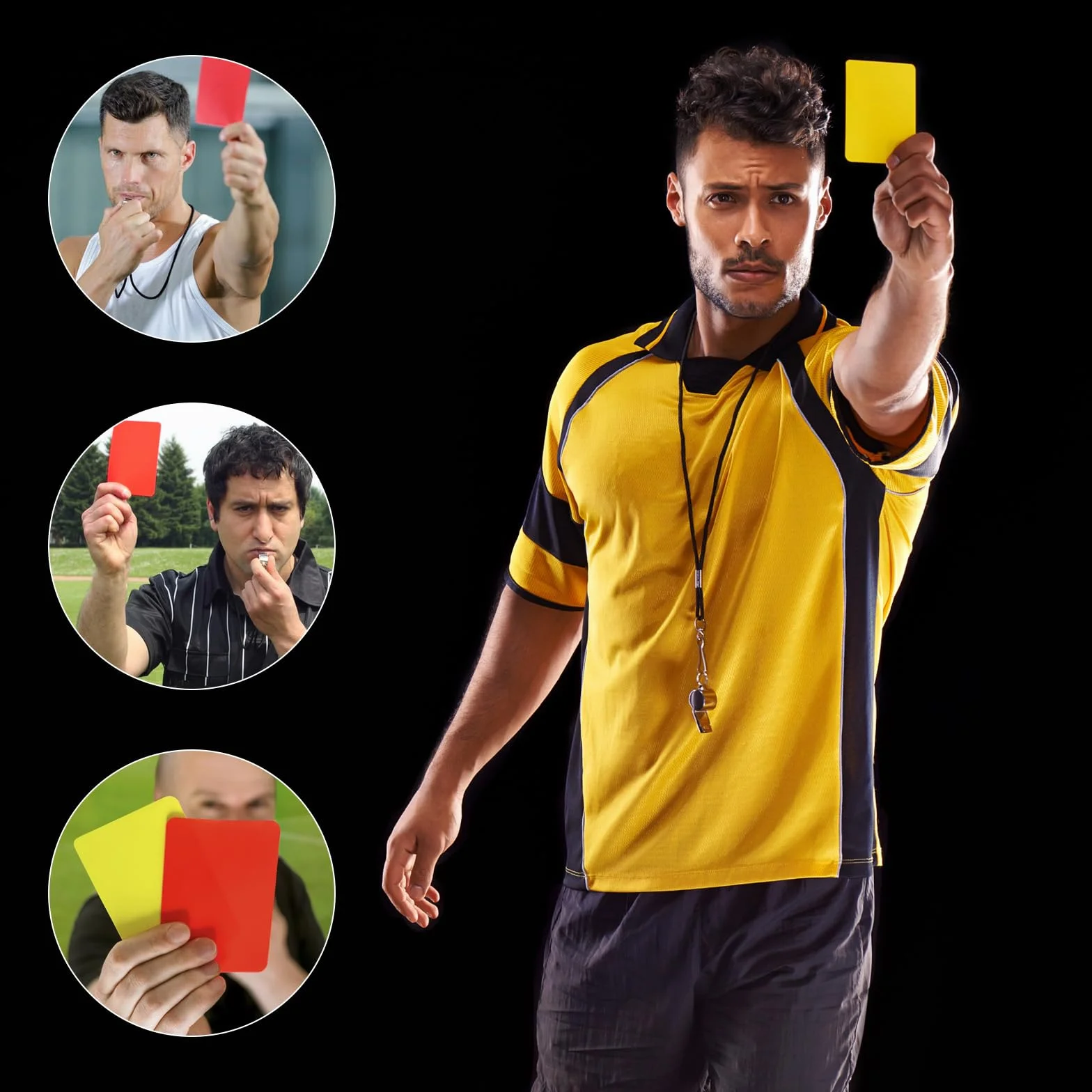Bewudy 10 tarjetas de árbitro de fútbol amarilla y roja PVC para partidos