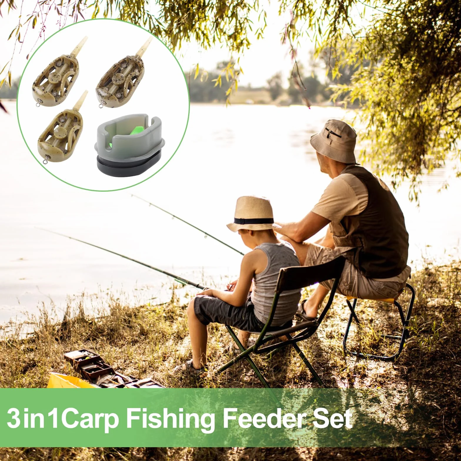 Method Feeder Juego de 3 accesorios de pesca 4 en 1 para carpa