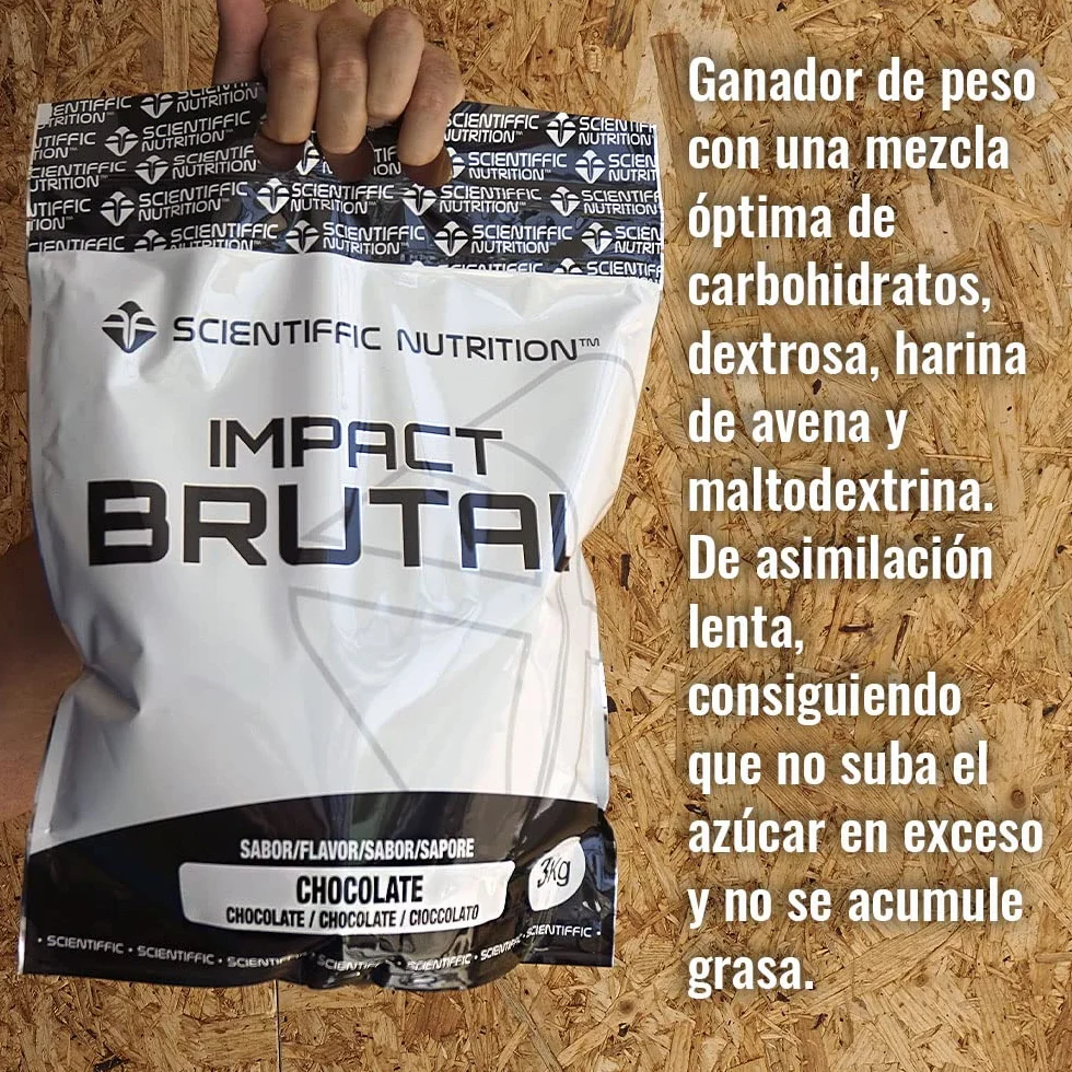 Scientiffic Nutrition - Brutal Impact, Ganador de Peso y Masa Muscular, Mass Gainer con Carbohidratos, Proteina de Suero y Aminoácidos como la Creatina - 3Kg, Sabor Yogurt Limón.