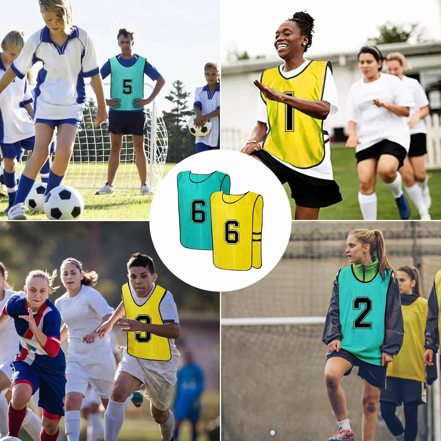 Pinnies de entrenamiento de fútbol 24 piezas, chalecos de práctica para jóvenes y adultos