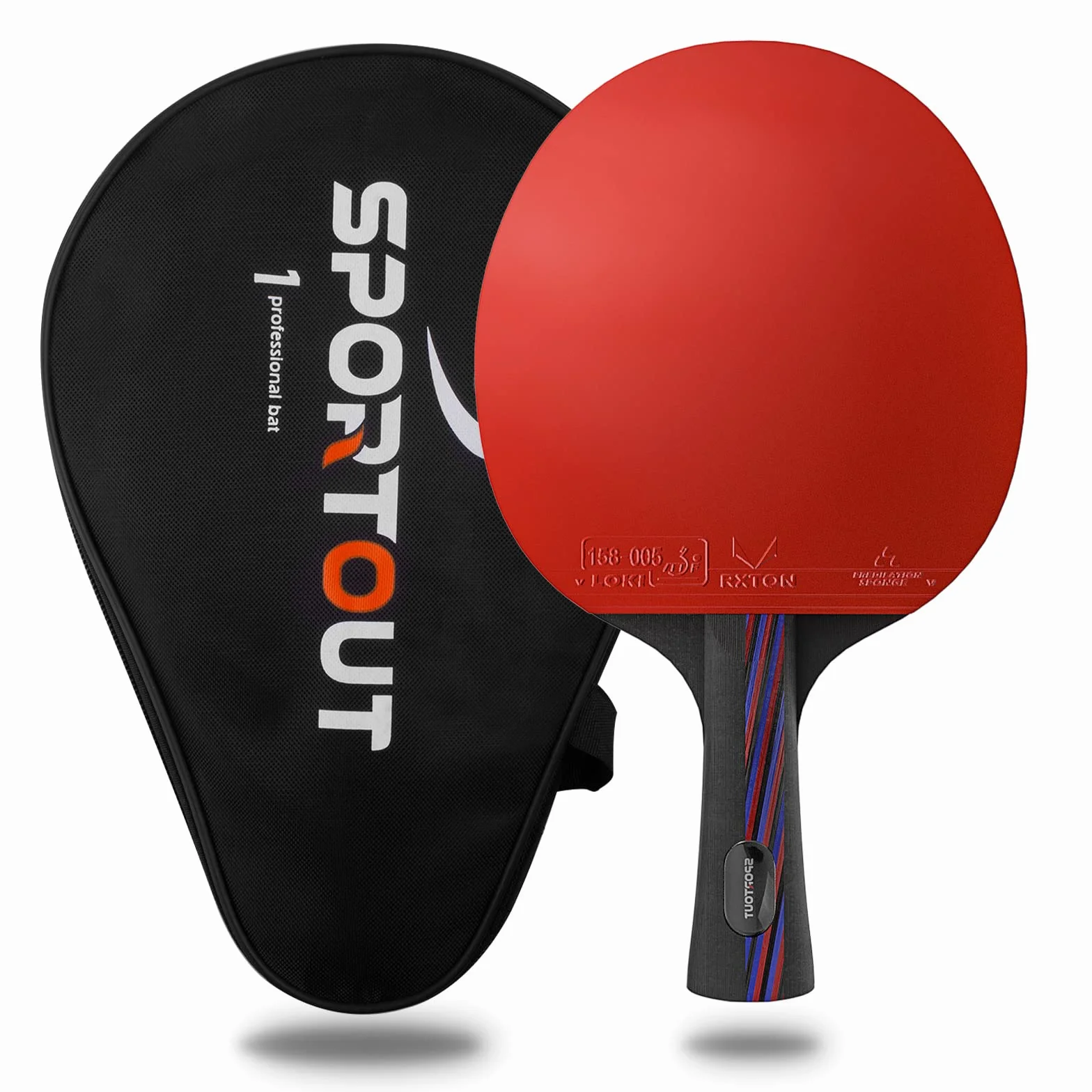 Pala de Ping Pong Profesional, 9 Capas Madera y 8 Capas Carbono