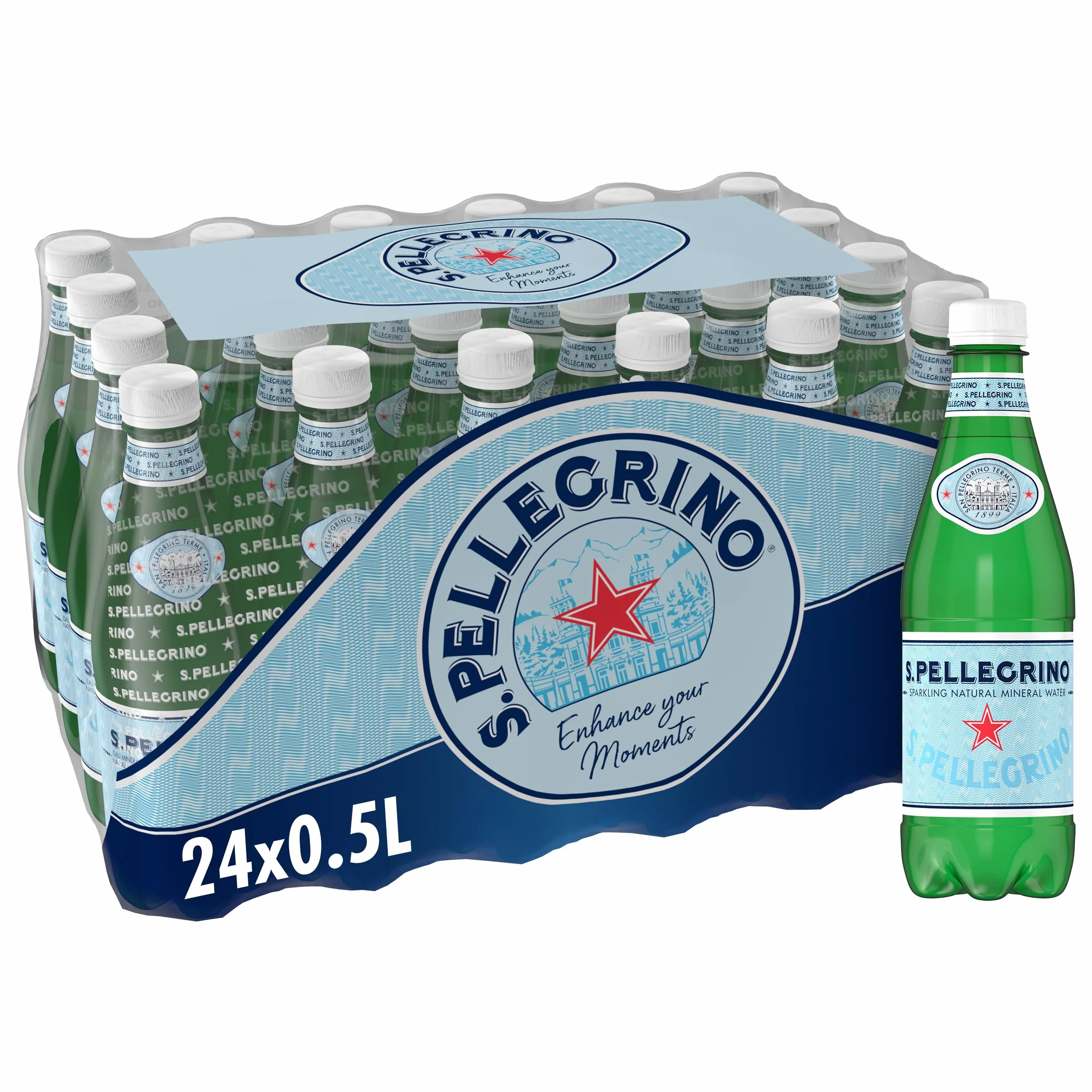 S. Pellegrino Agua Mineral Natural con Gas 4 Packs de 6 x 50cl, 24 botellas