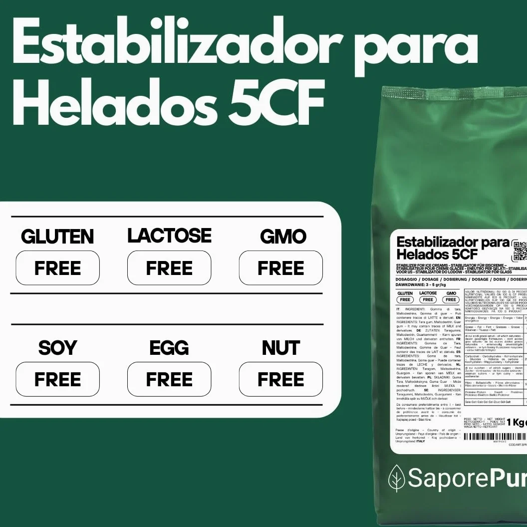 Saporepuro NEUTRO ESTABILIZANTE para helados y sorbetes 1 KG con harina de tara y guar