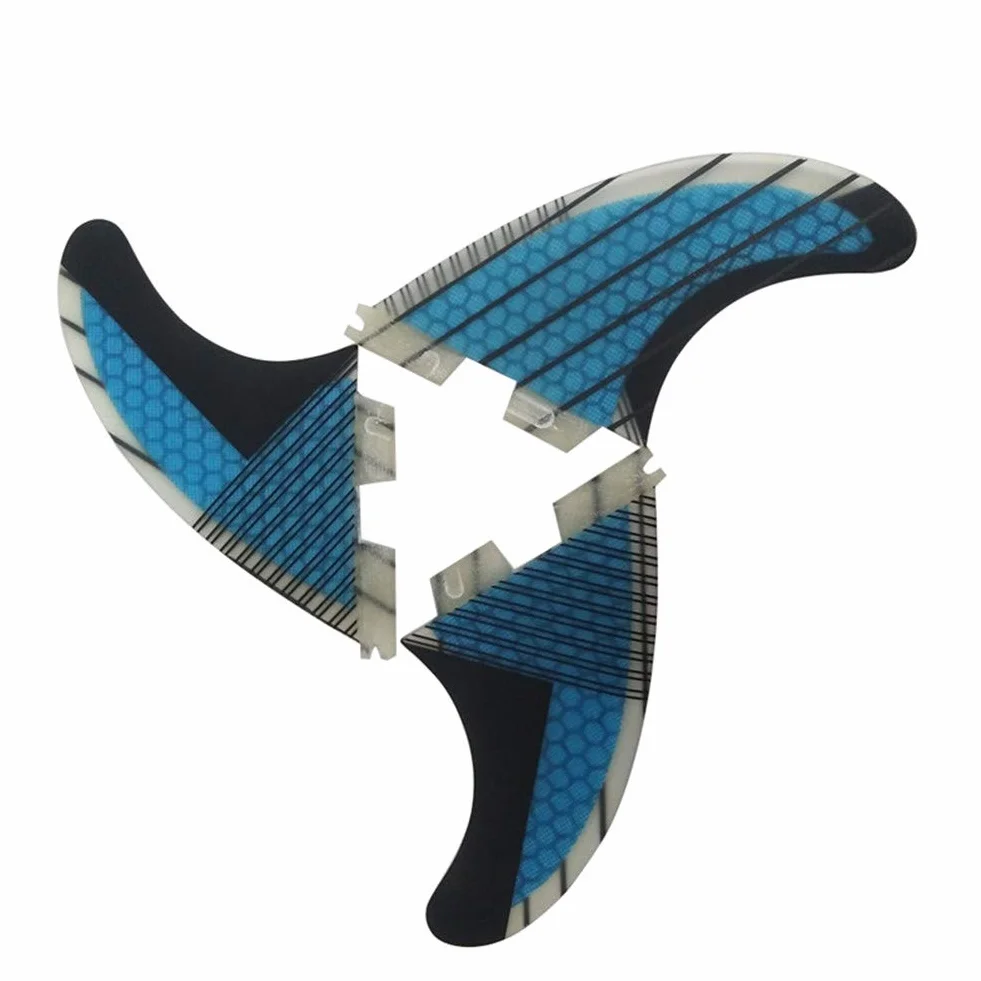 Topways Juego de Aletas para Tabla de Surf Fibra de Vidrio Panal de Abeja 3 Unidades FCS II G5 M