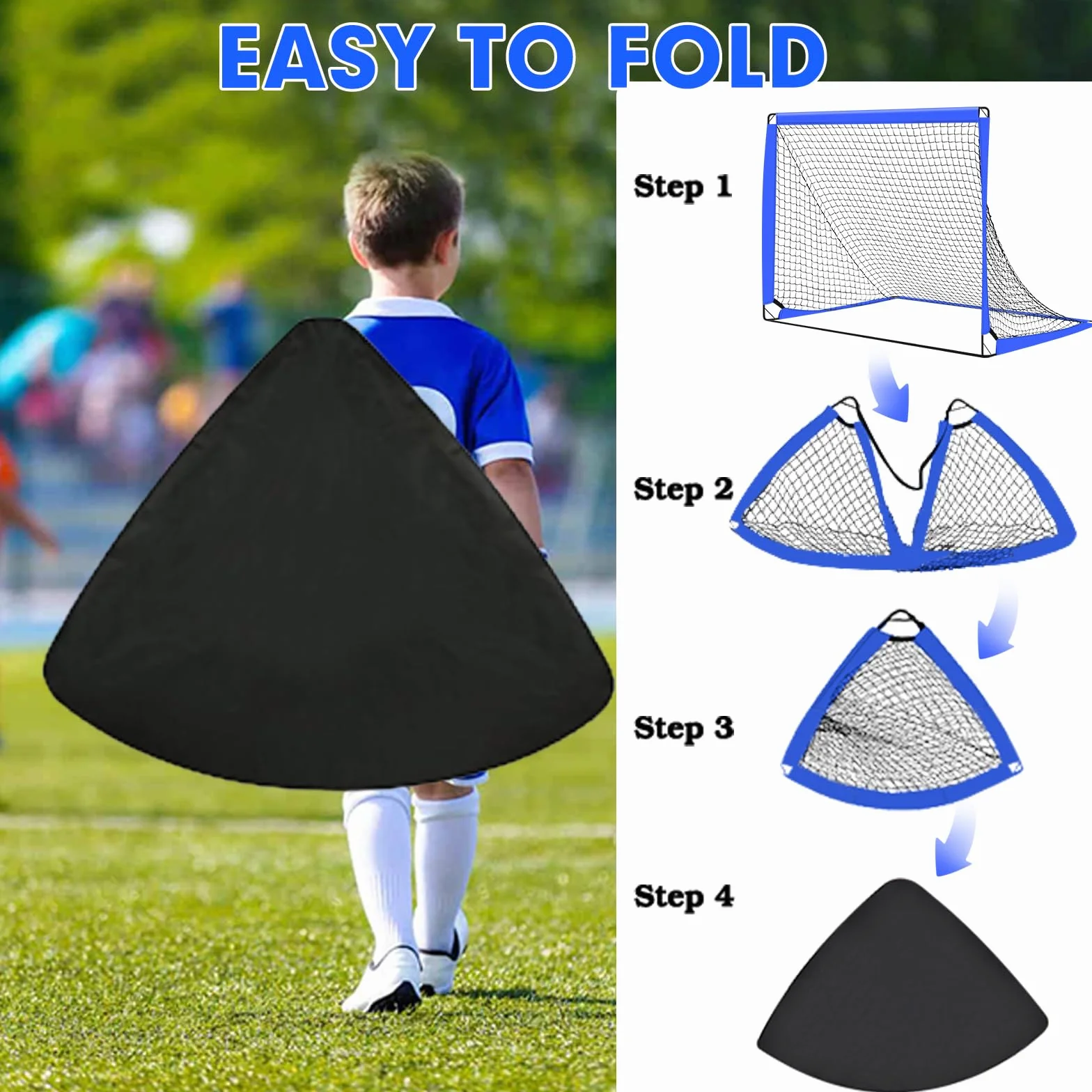 Portería de Fútbol 2 en 1 Pop Up para Niños con Bolsa de Transporte, Entrenamiento de Fútbol Interior y Exterior