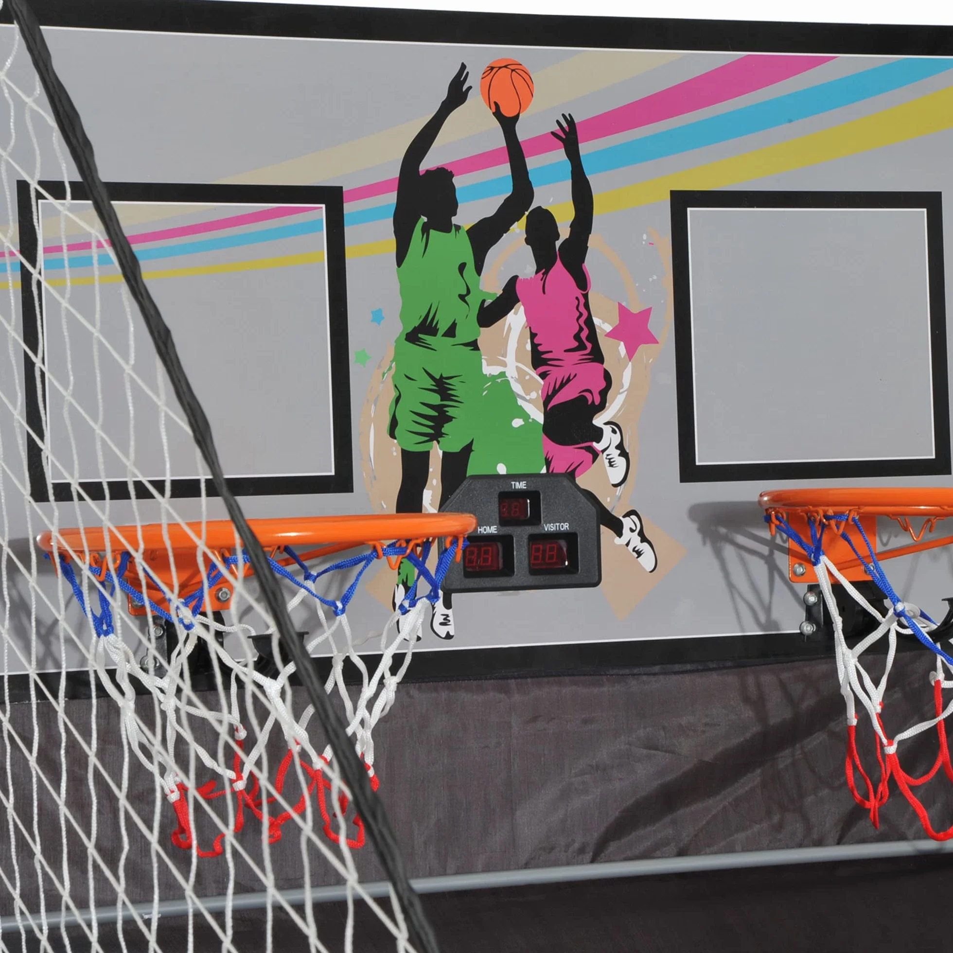 HOMCOM Juego de Canastas Plegable, Máquina de Baloncesto con Contador y Marcador Electrónico, Acero, 205x110x205 cm