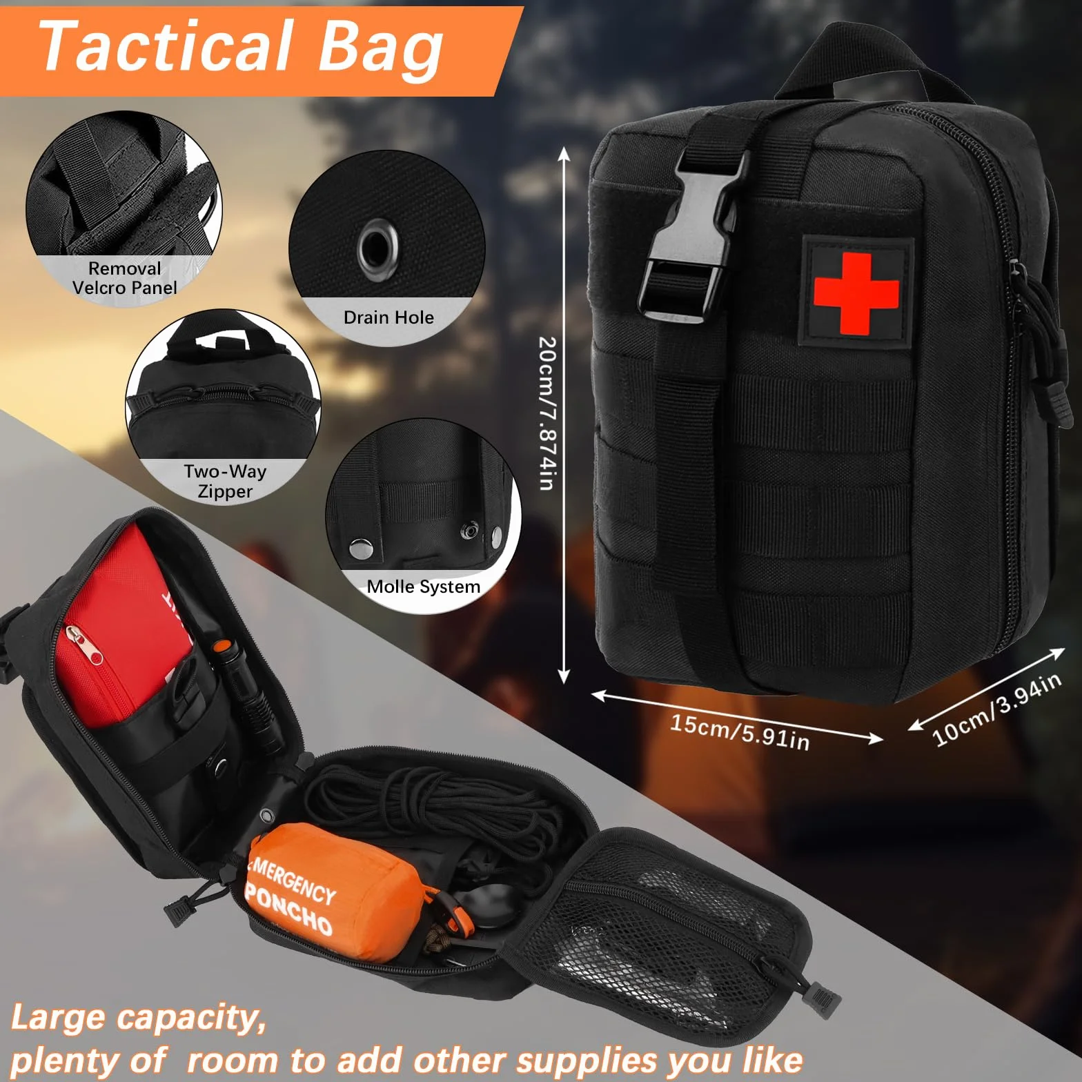 Kit de Supervivencia de Emergencia 69 Piezas 30 en 1 Linterna Táctica Brújula Herramientas Multifunción para Camping