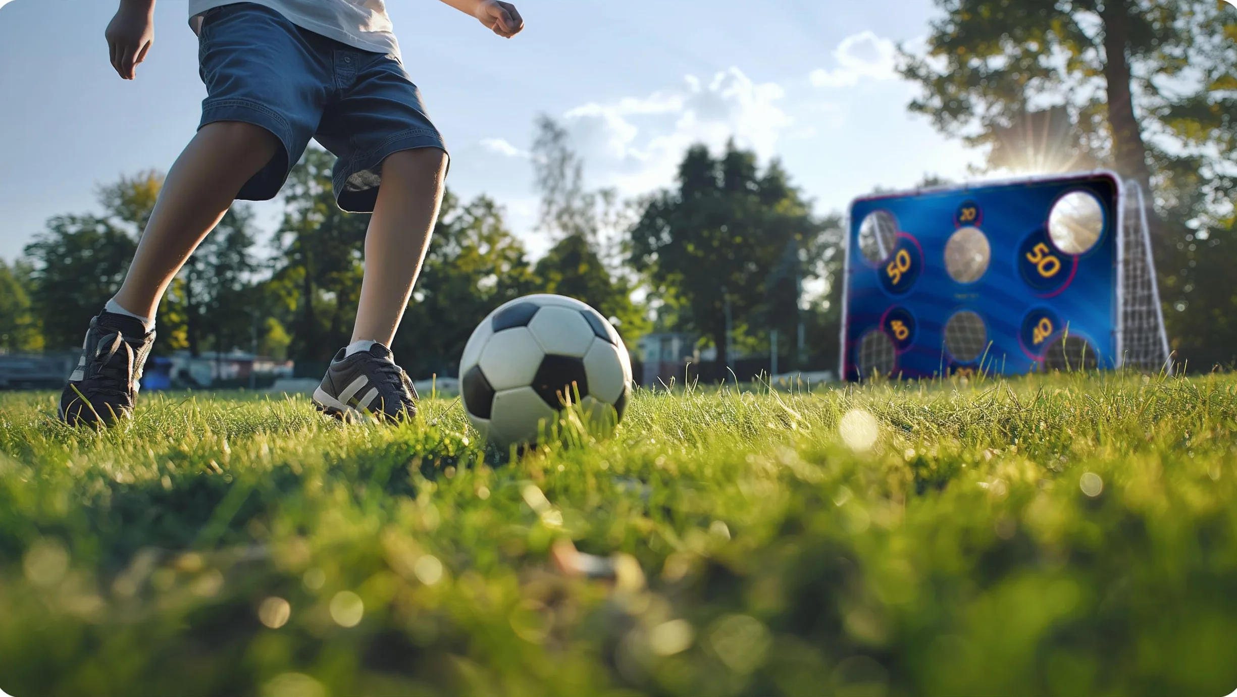 Neo-Sport Blau Portería de fútbol con Agujeros para Disparar Impermeable 215x150 cm Azul