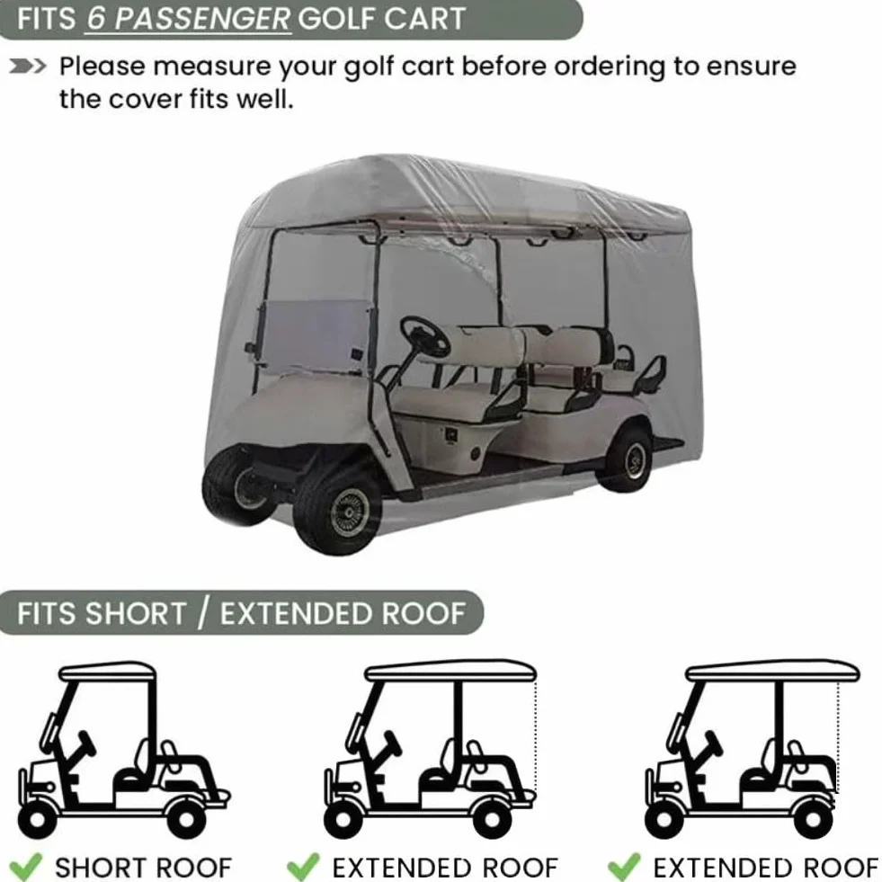 Funda para carrito de golf Oxford impermeable 320x142x198 cm para 2-6 pasajeros
