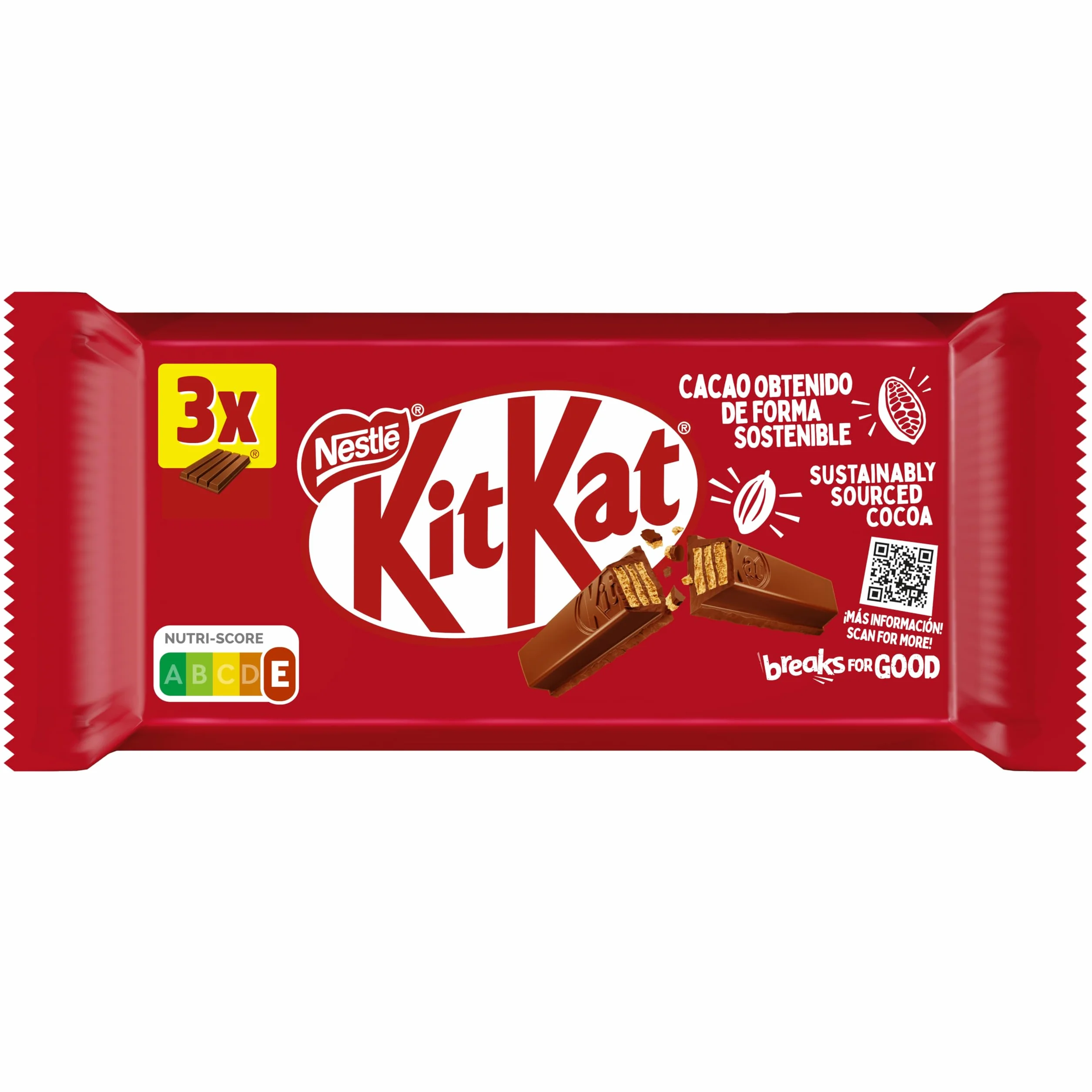 Kit Kat Chocolate con Leche - Barritas de chocolate, Snack de chocolate Multipack3 24(3x41,5g)